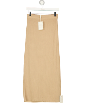 PRETTY LAVISH Brown Reese Midaxi Knit Skirt Beige UK XS