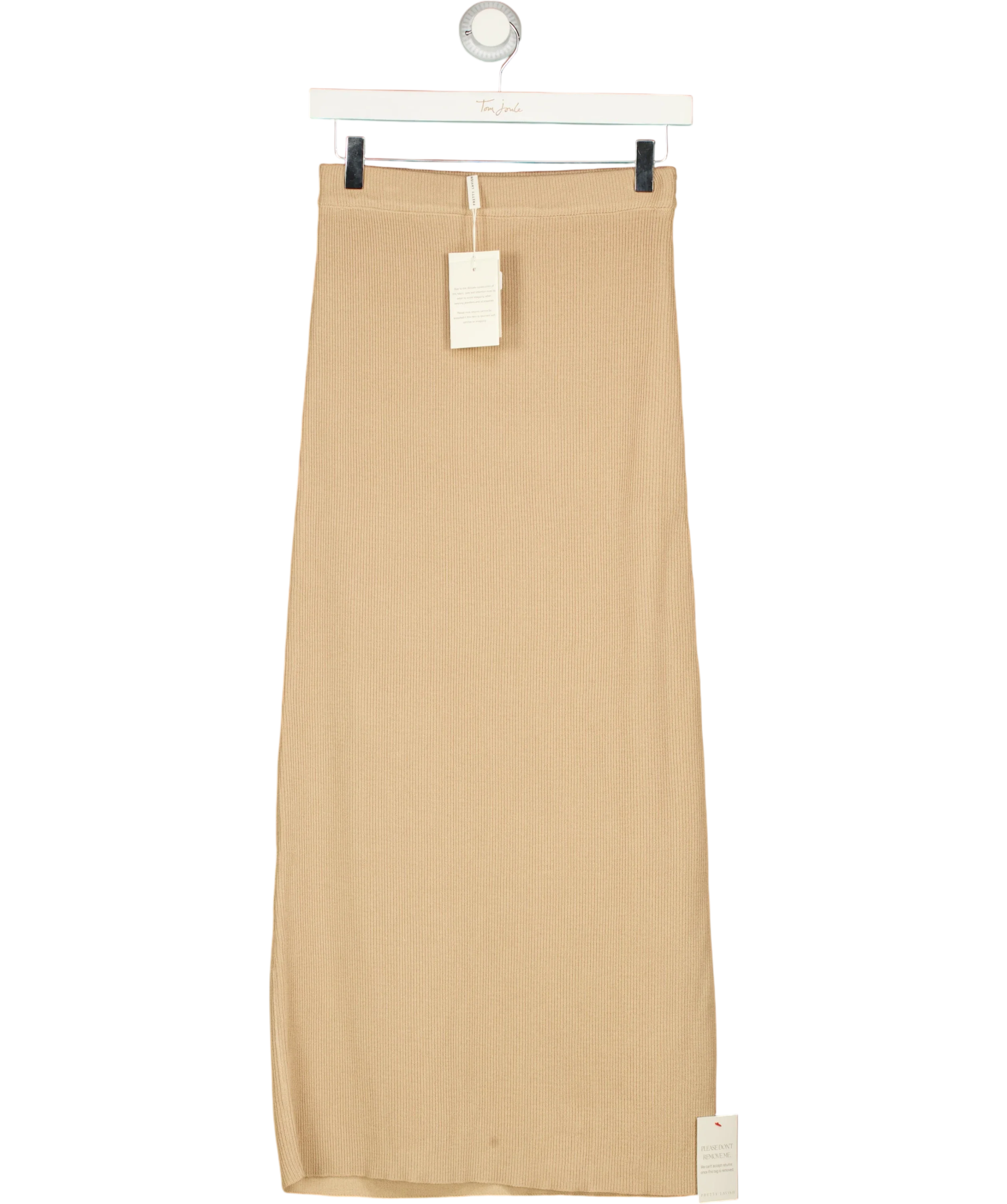 PRETTY LAVISH Brown Reese Midaxi Knit Skirt Beige, size UK XS — front