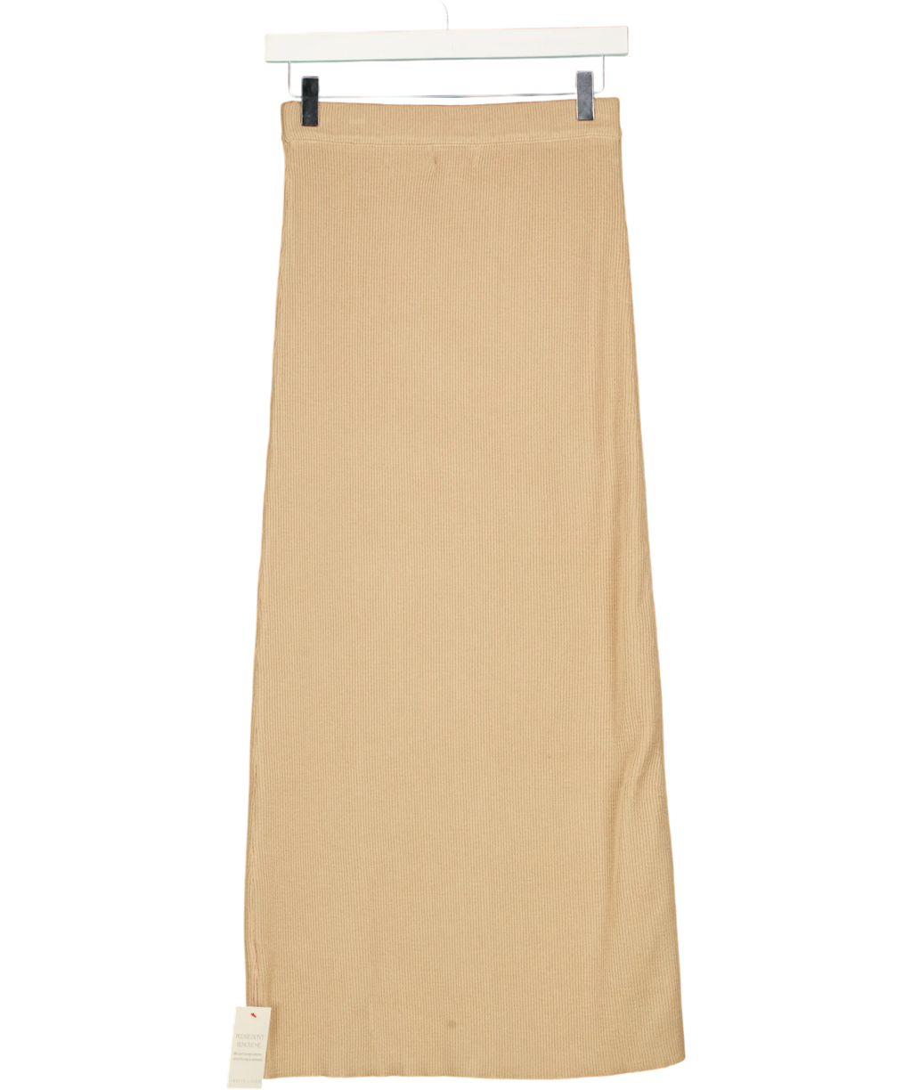 PRETTY LAVISH Brown Reese Midaxi Knit Skirt Beige, size UK XS — back
