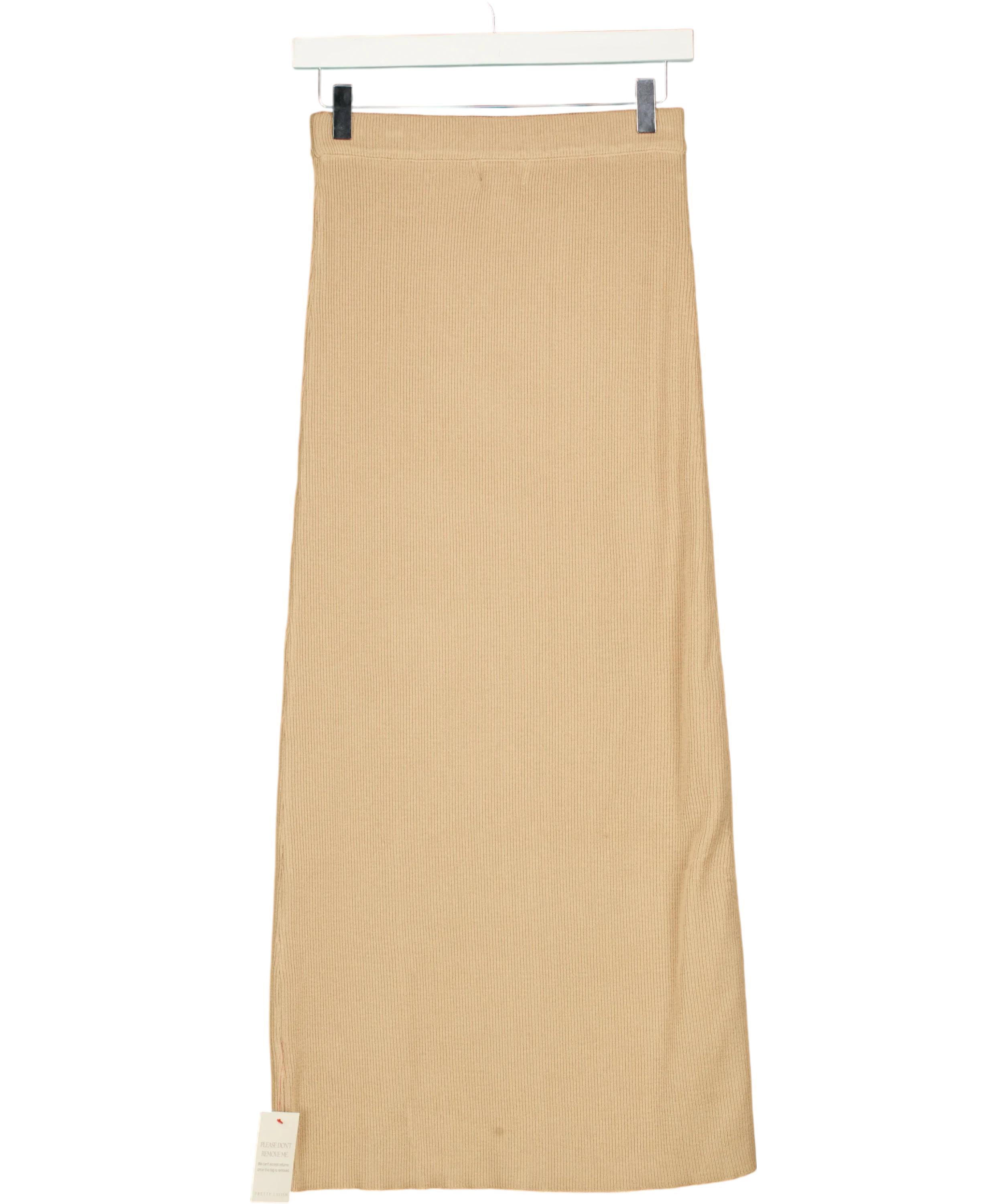 PRETTY LAVISH Brown Reese Midaxi Knit Skirt Beige, size UK XS — back