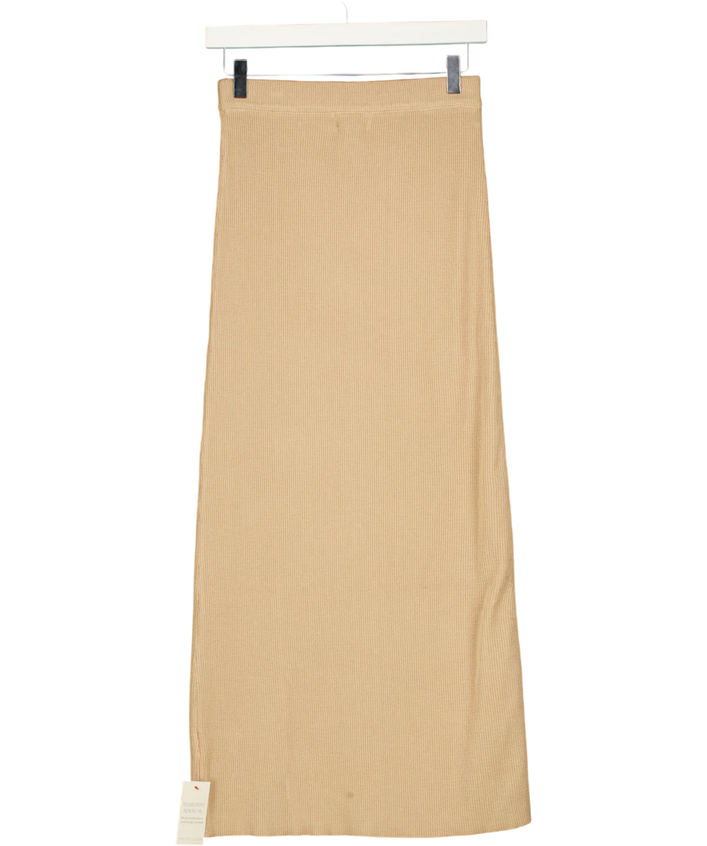 PRETTY LAVISH Brown Reese Midaxi Knit Skirt Beige, size UK XS — back