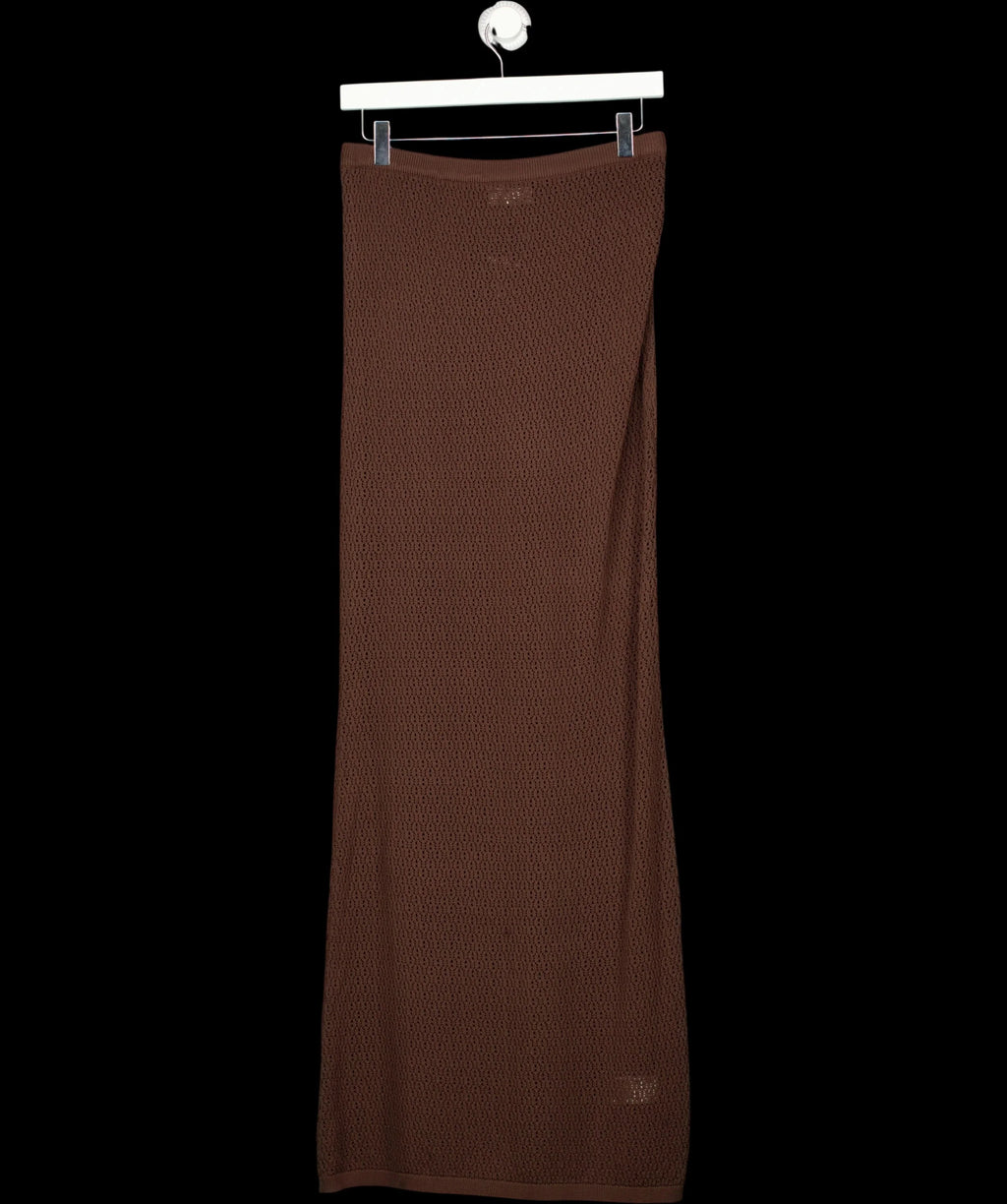 PRETTY LAVISH Brown Dani Knit Lace Maxi Skirt Chocolate Brown, size UK S — detail