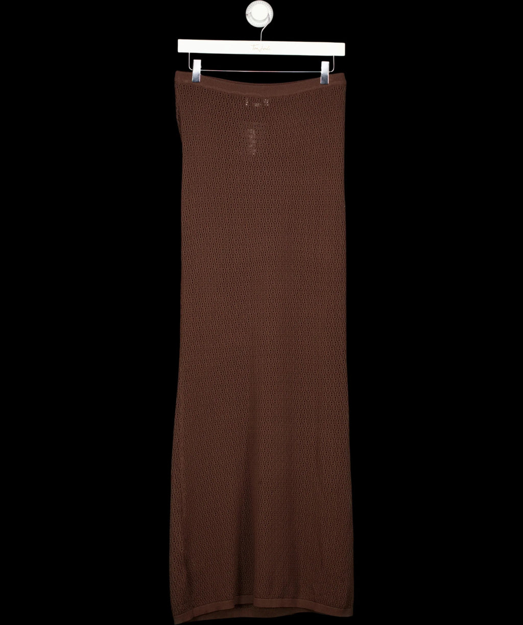 PRETTY LAVISH Brown Dani Knit Lace Maxi Skirt Chocolate Brown, size UK S — label