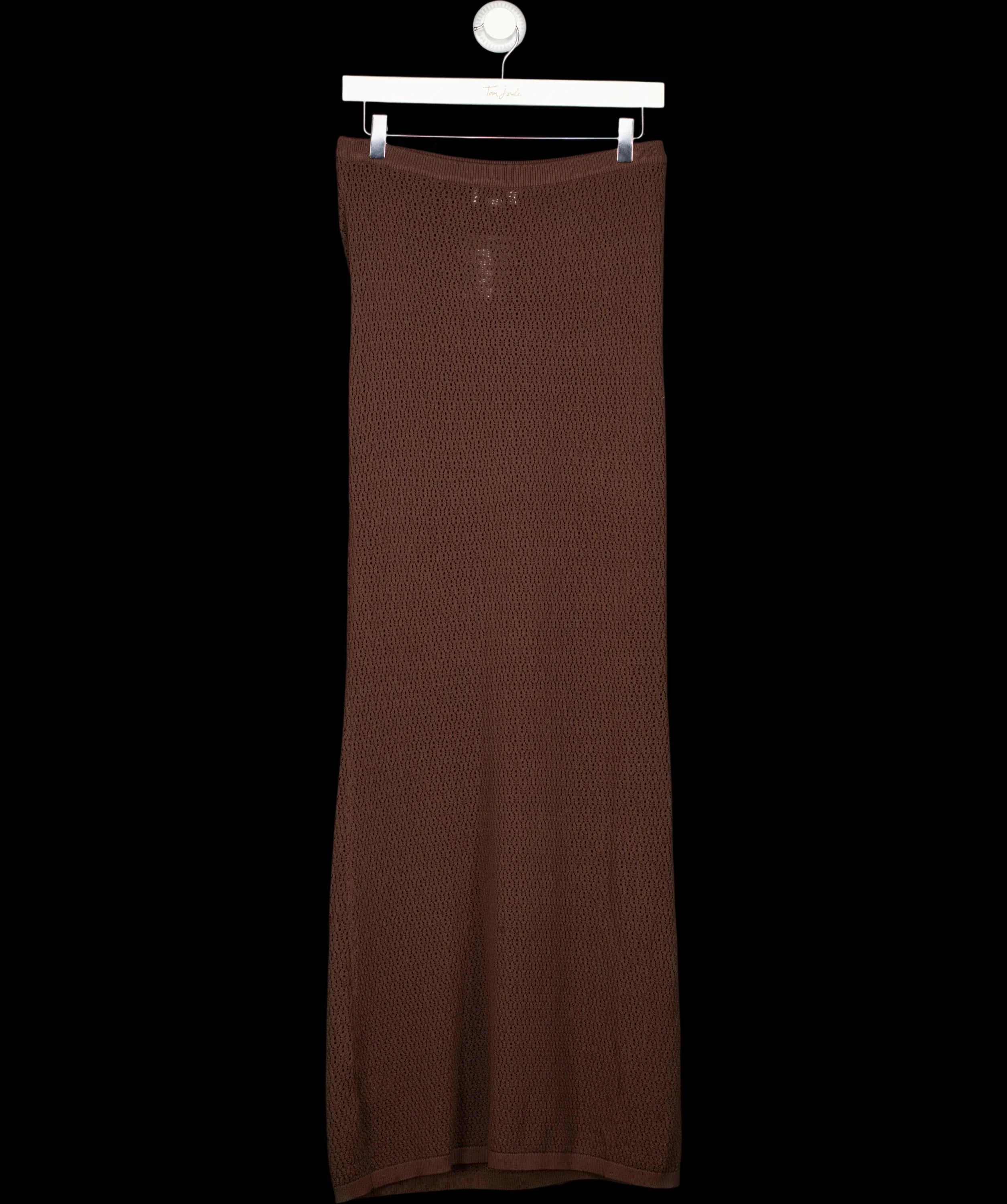 PRETTY LAVISH Brown Dani Knit Lace Maxi Skirt Chocolate Brown, size UK S — label