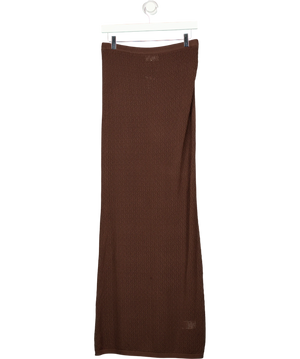 PRETTY LAVISH Dani Knit Lace Maxi Skirt Chocolate Brown UK S