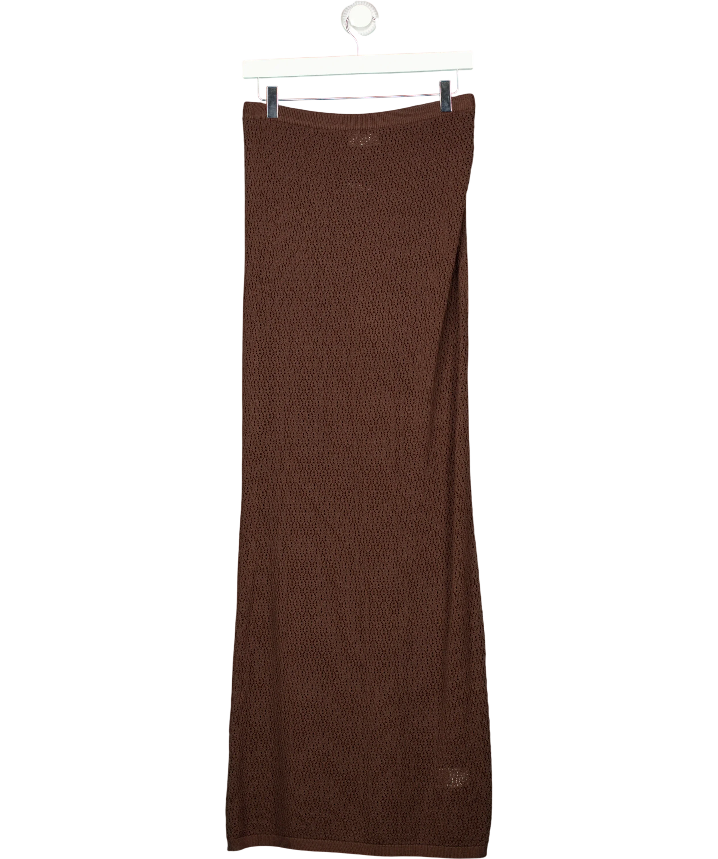 PRETTY LAVISH Brown Dani Knit Lace Maxi Skirt Chocolate Brown, size UK S — front