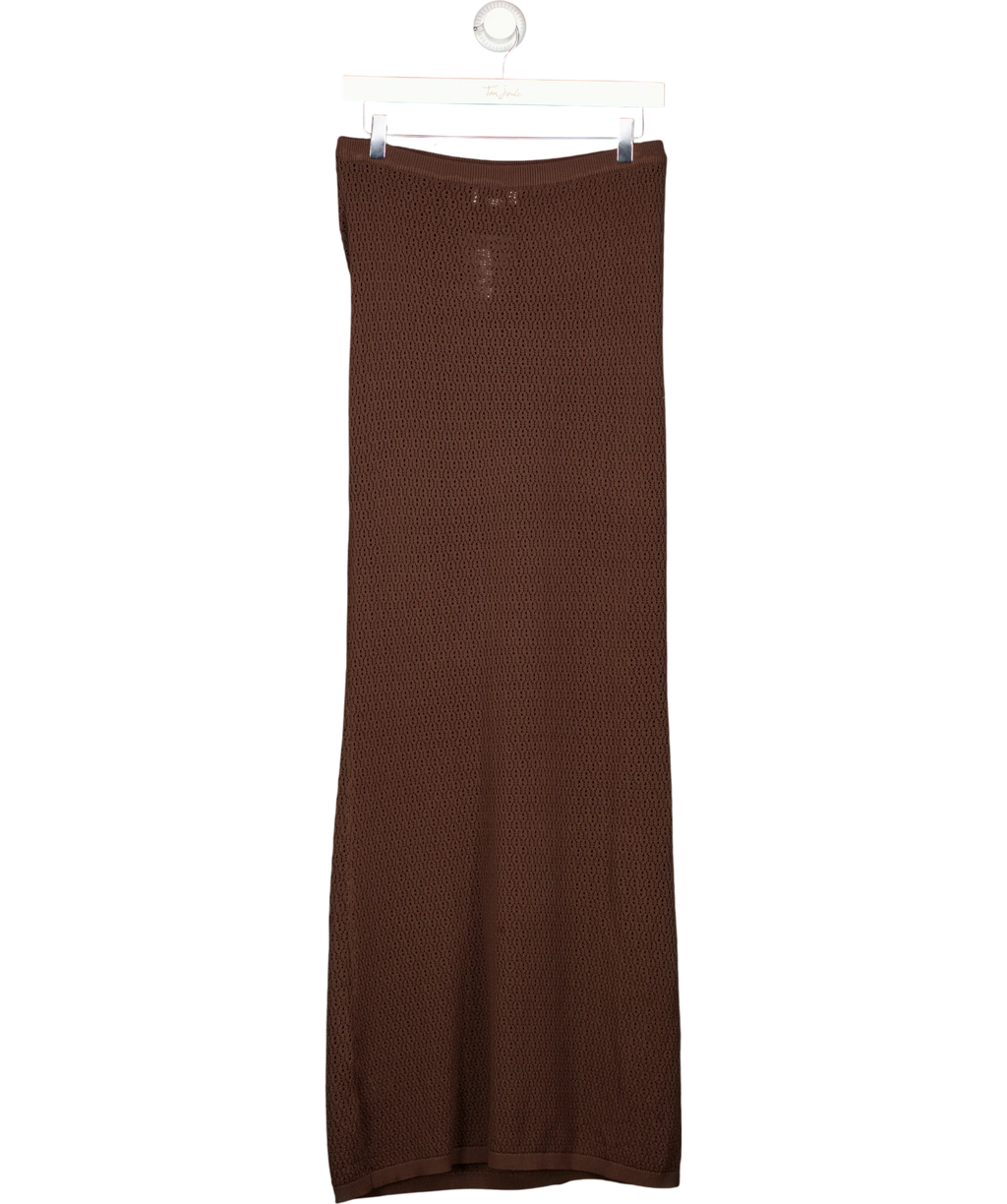 PRETTY LAVISH Brown Dani Knit Lace Maxi Skirt Chocolate Brown, size UK S — back