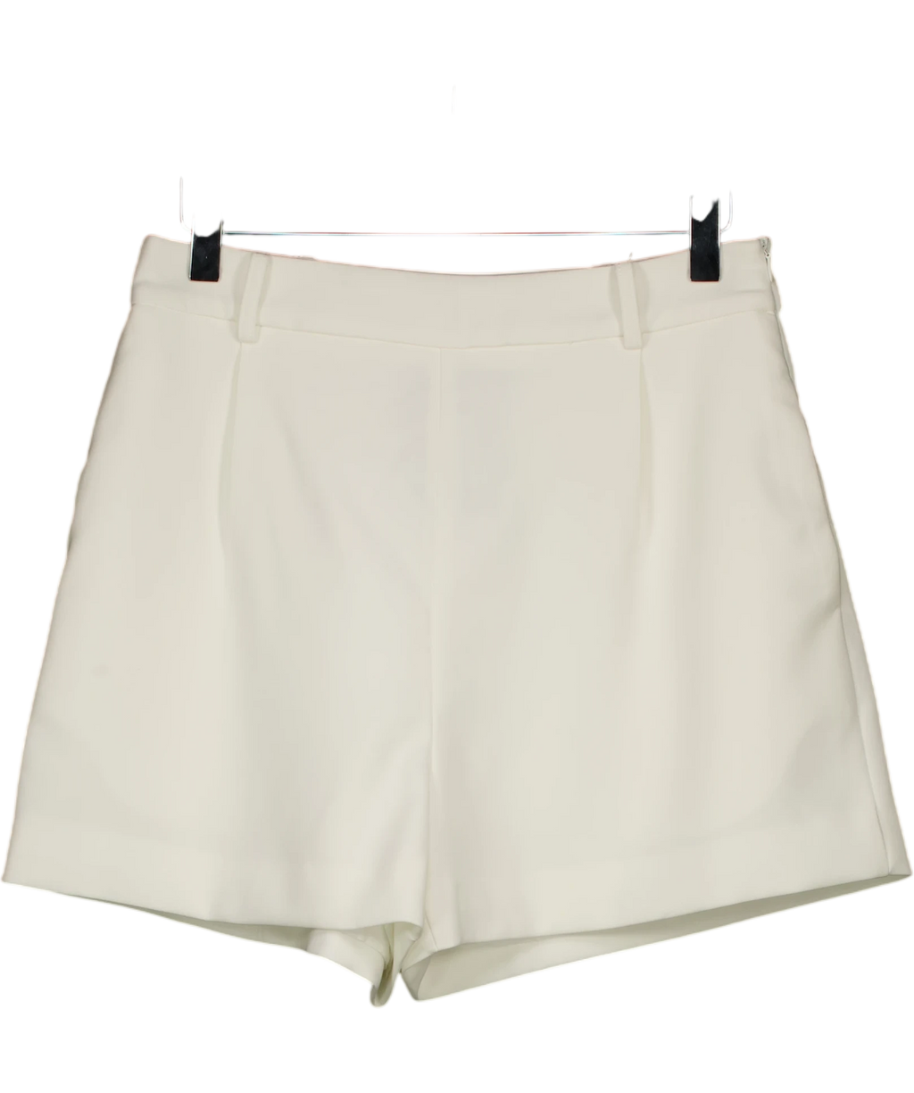 Commense White Tailored High-Waisted Pleated Shorts IVORY WHITE, size UK S — front
