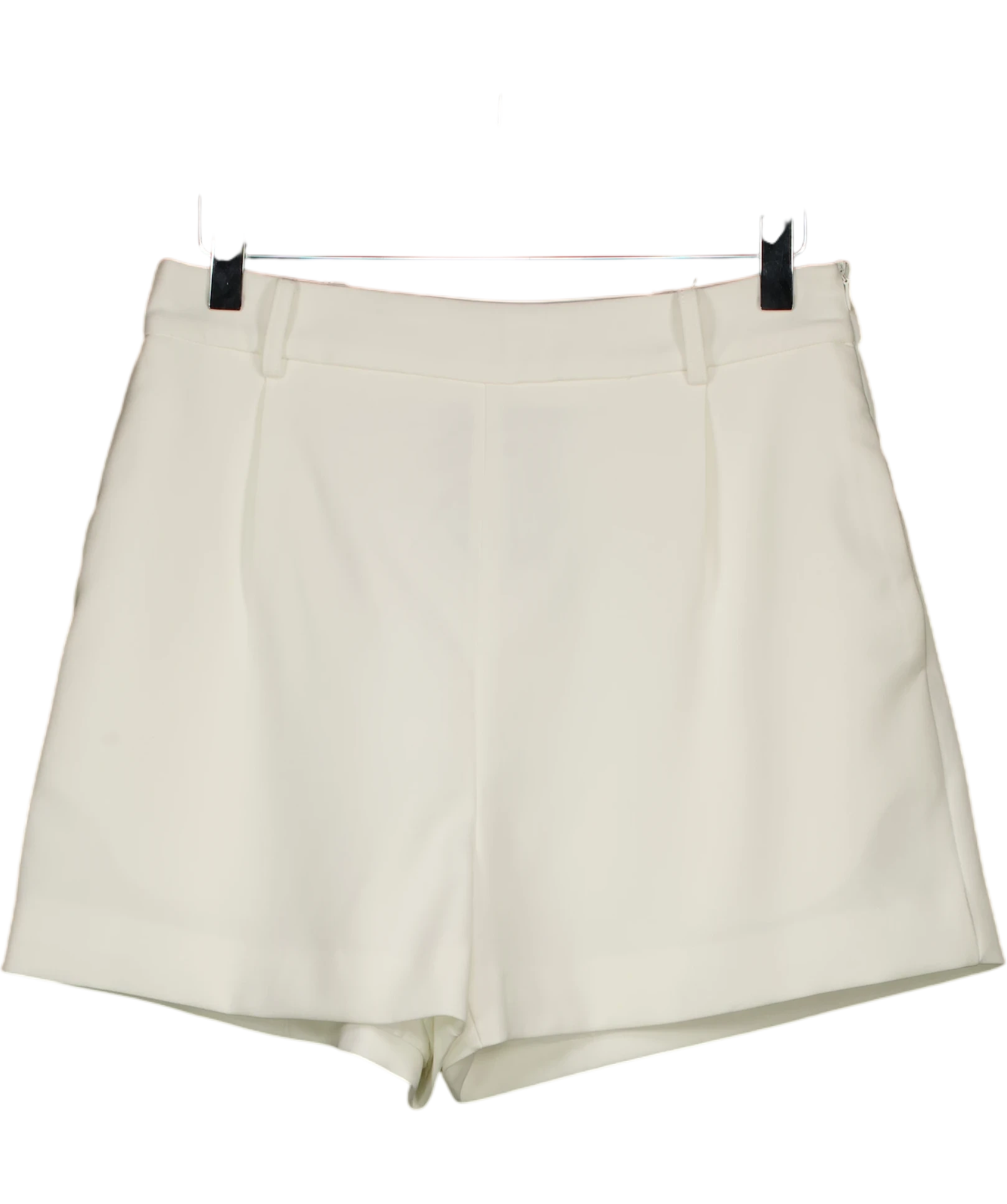 Commense White Tailored High-Waisted Pleated Shorts IVORY WHITE, size UK S — front