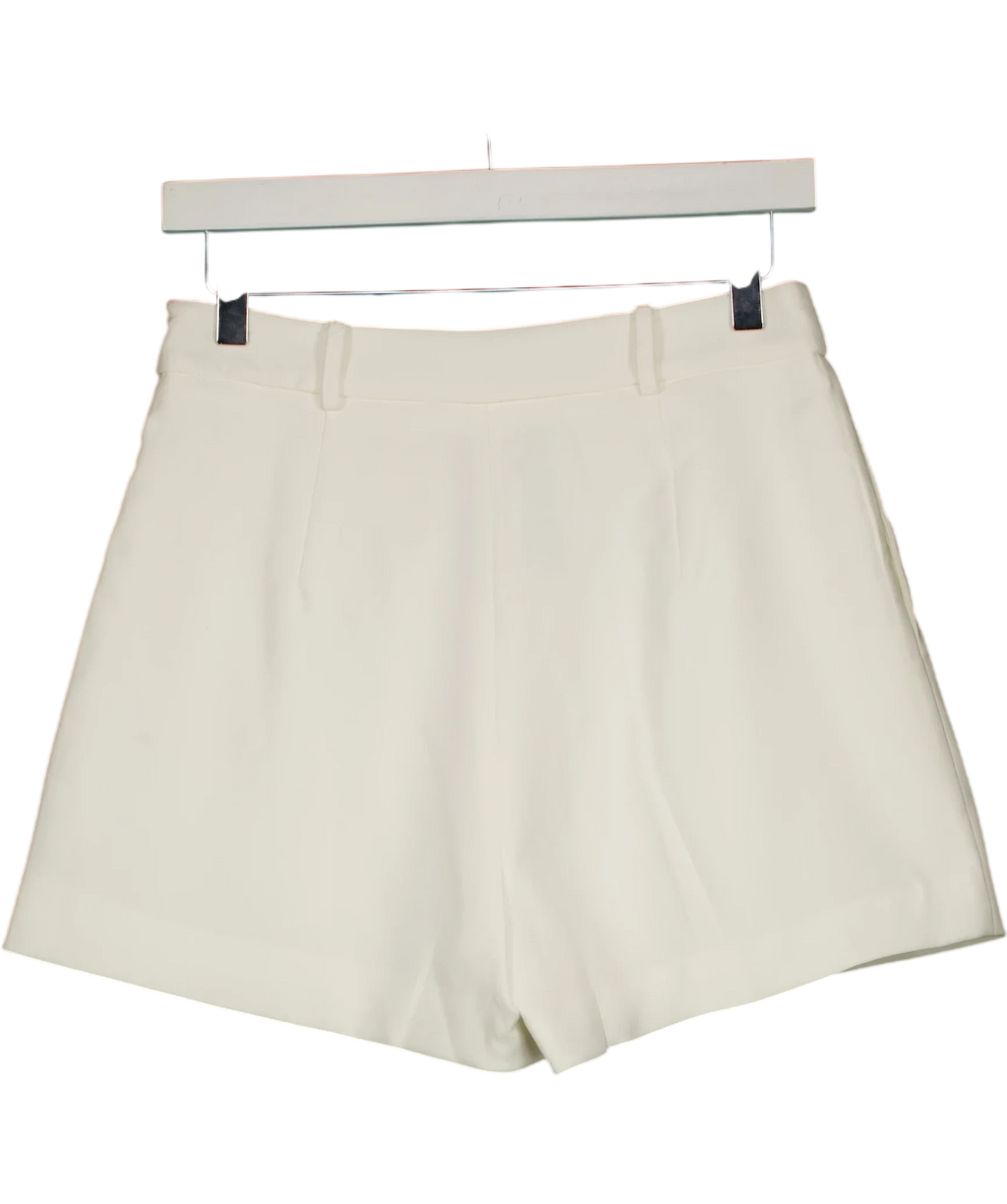 Commense White Tailored High-Waisted Pleated Shorts IVORY WHITE, size UK S — back