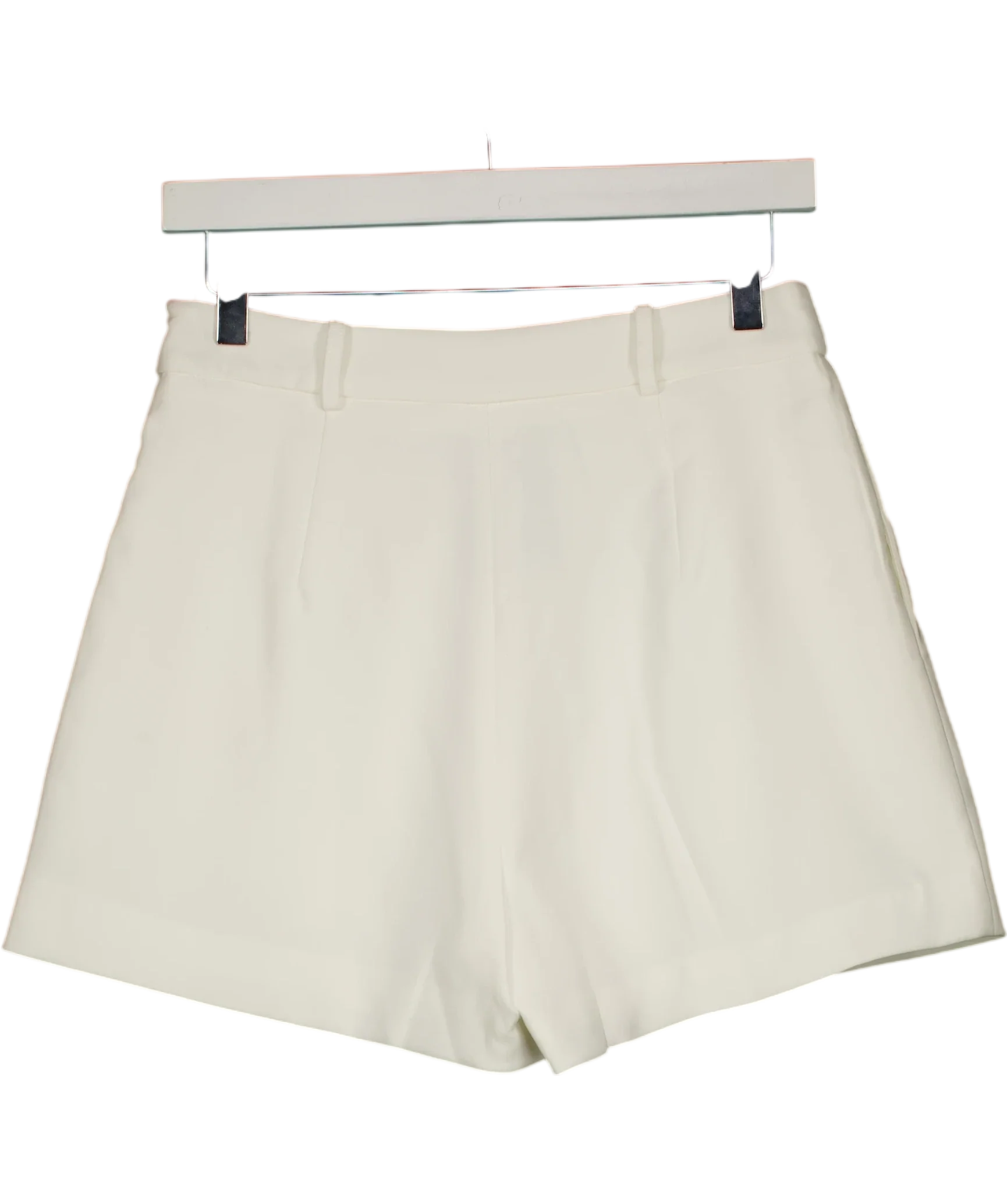 Commense White Tailored High-Waisted Pleated Shorts IVORY WHITE, size UK S — back