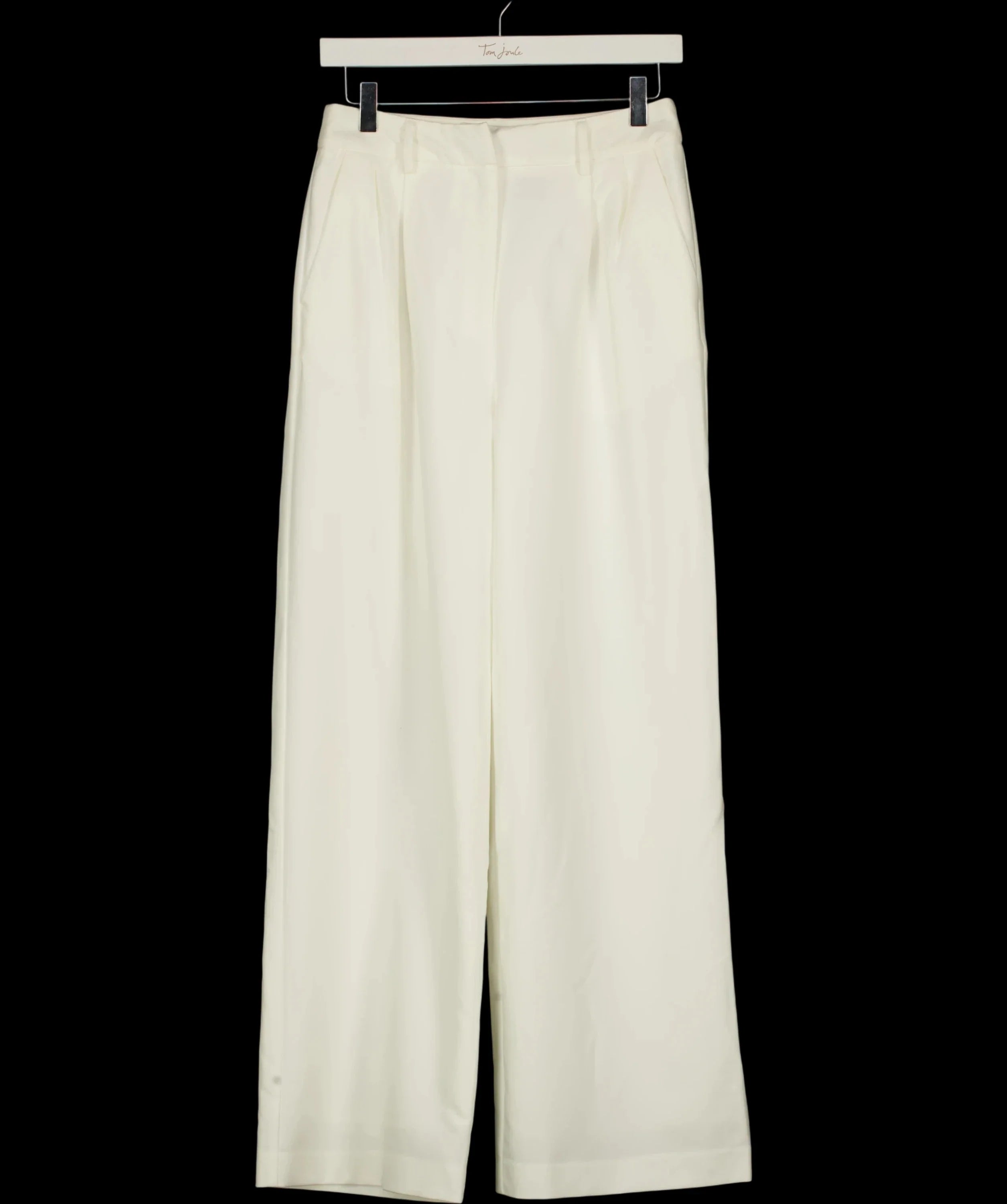 Commense Cream Pleated Tailored Wide Leg Trousers Cream, size UK XS — detail