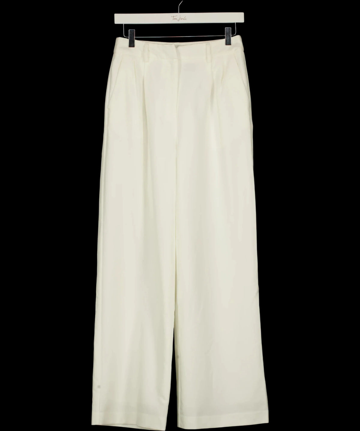 Commense Cream Pleated Tailored Wide Leg Trousers Cream, size UK XS — detail