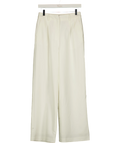 Commense Cream Pleated Tailored Wide Leg Trousers Cream, size UK XS — front