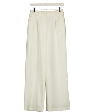 Commense Pleated Tailored Wide Leg Trousers Cream UK XS