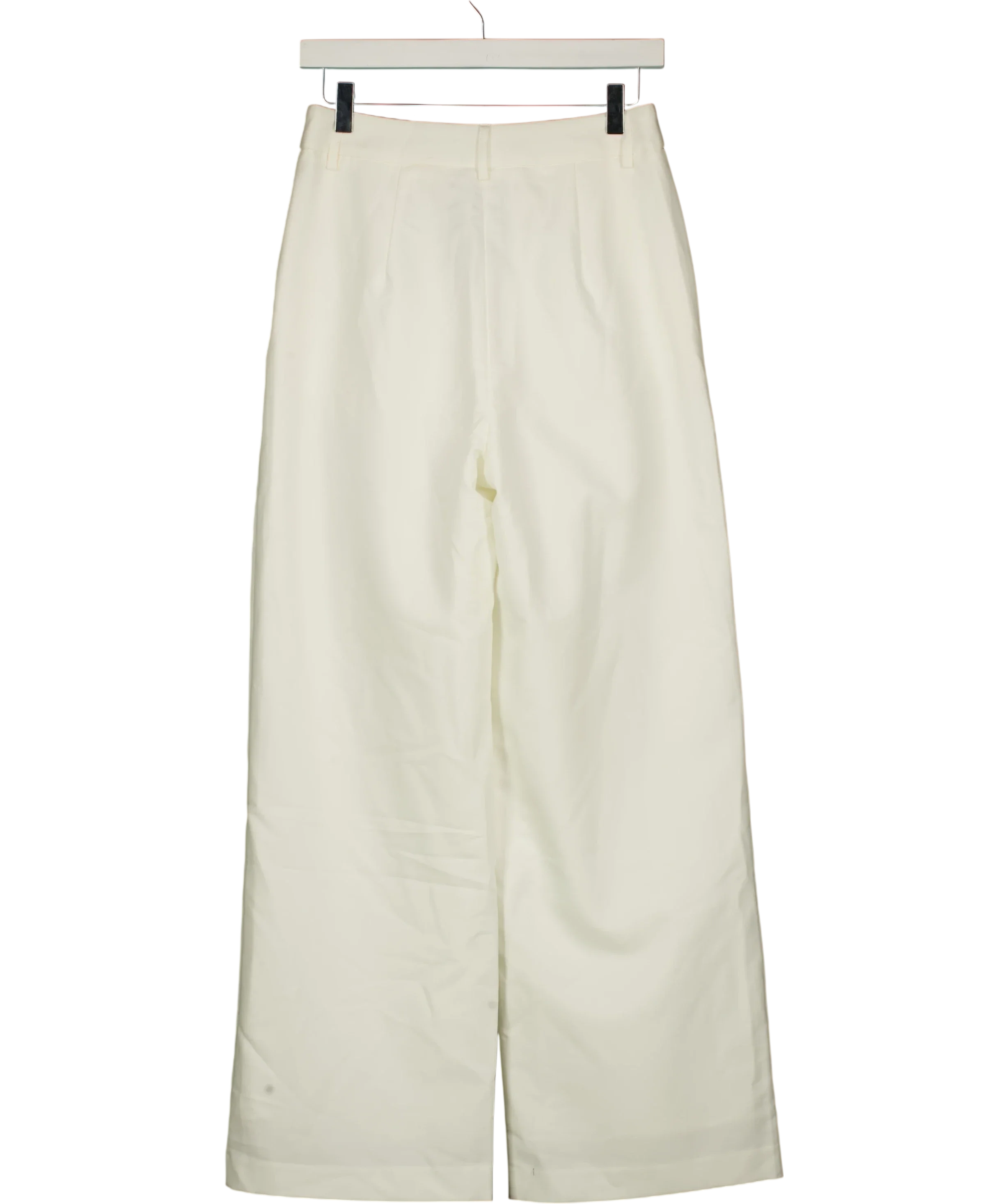 Commense Cream Pleated Tailored Wide Leg Trousers Cream, size UK XS — back