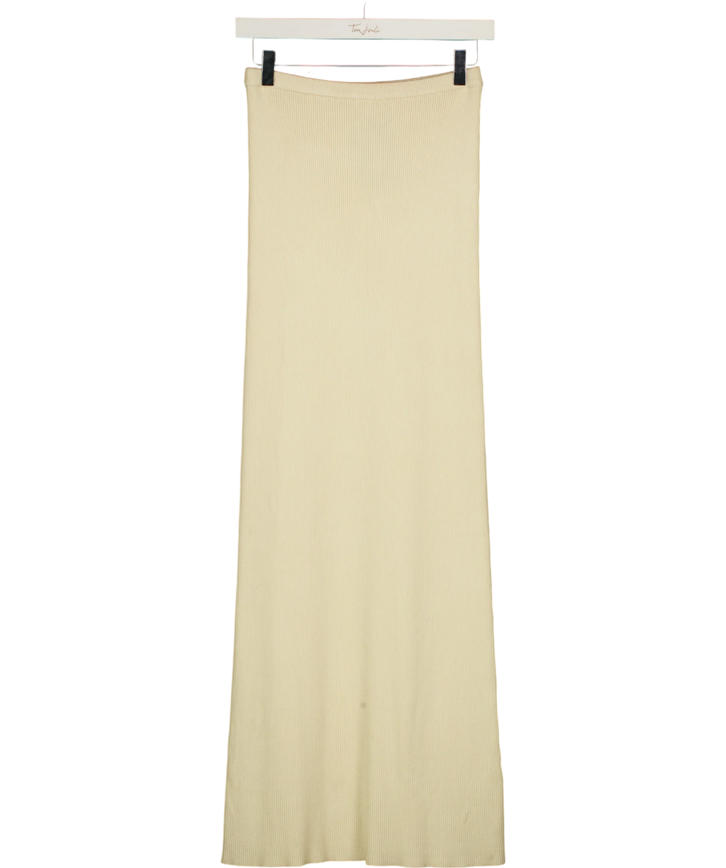 PRETTY LAVISH Cream Clemmie Knit Maxi Skirt, size UK XS — front