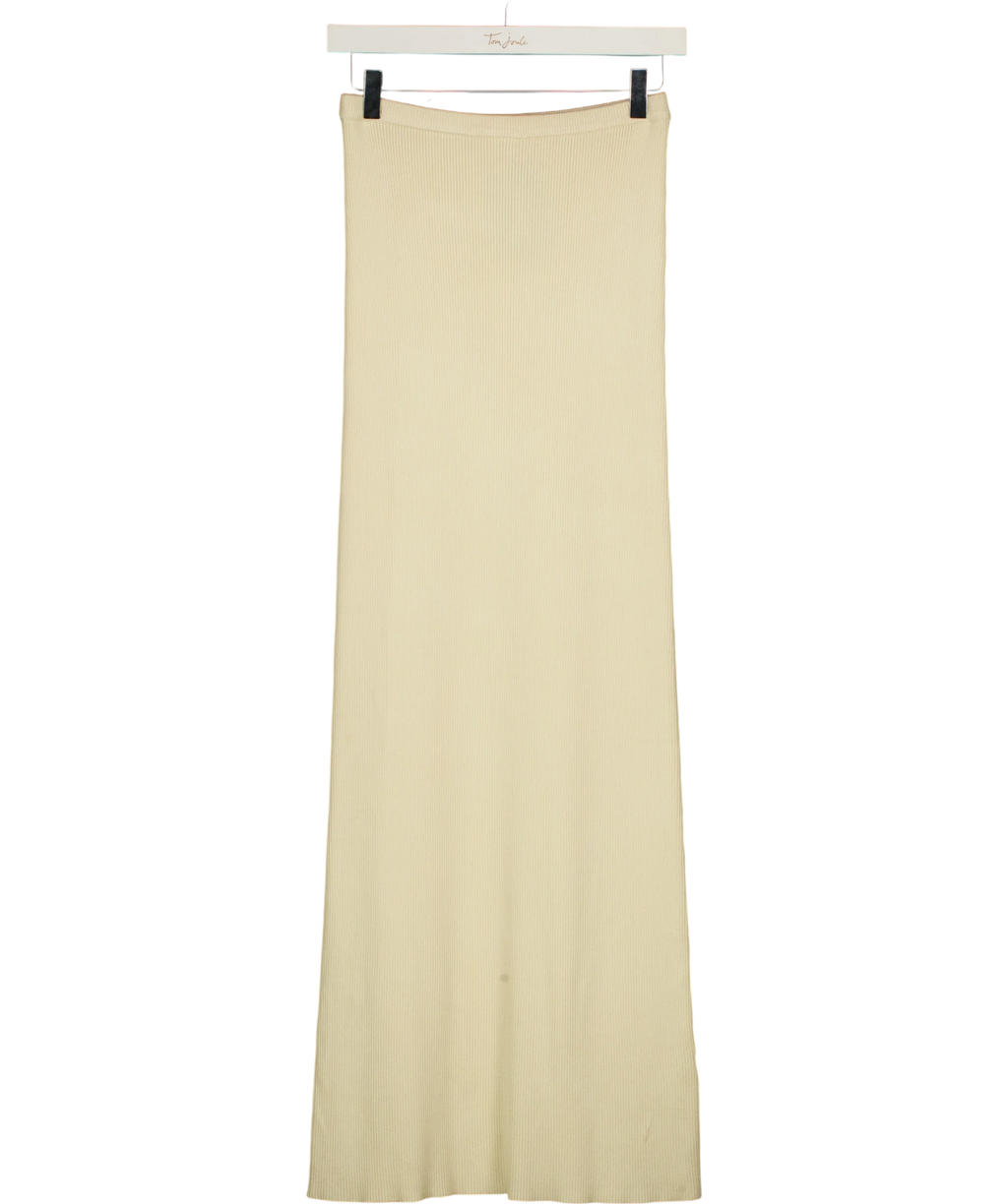 PRETTY LAVISH Cream Clemmie Knit Maxi Skirt, size UK XS — front