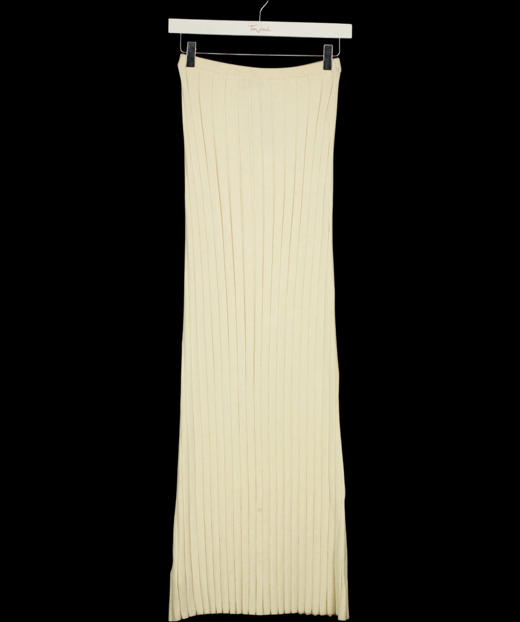 PRETTY LAVISH Cream Clemmie Knit Maxi Skirt Cream, size UK XS — label