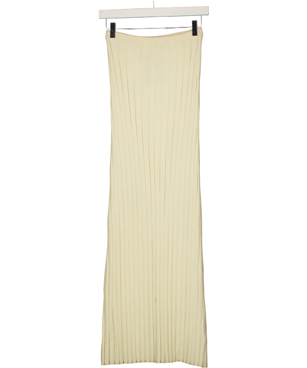 PRETTY LAVISH Cream Clemmie Knit Maxi Skirt Cream, size UK XS — front
