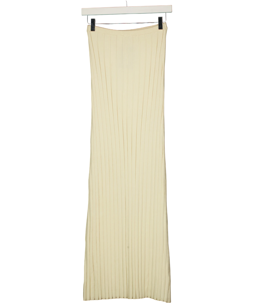PRETTY LAVISH Cream Clemmie Knit Maxi Skirt Cream, size UK XS — front