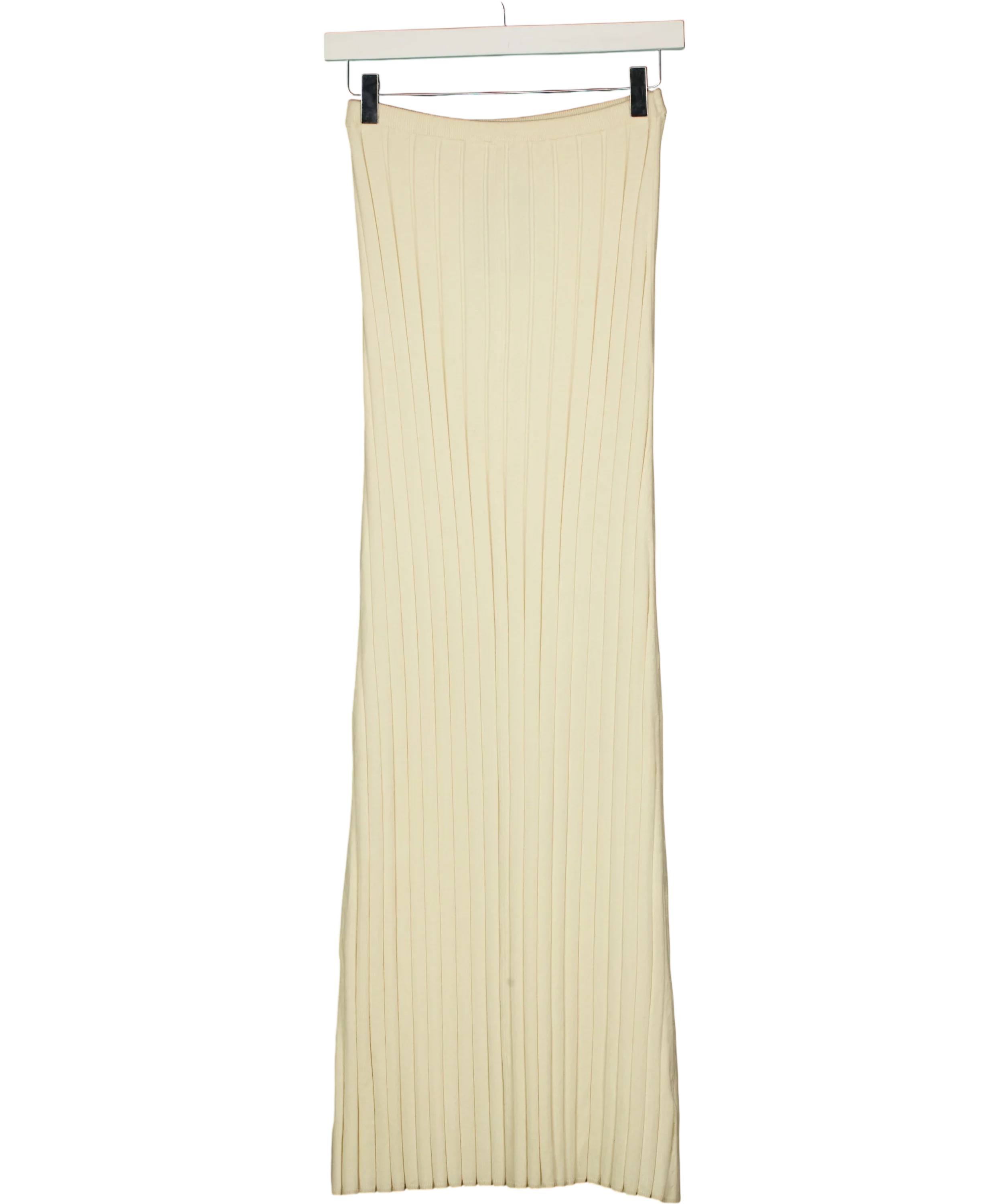 PRETTY LAVISH Cream Clemmie Knit Maxi Skirt Cream, size UK XS — front