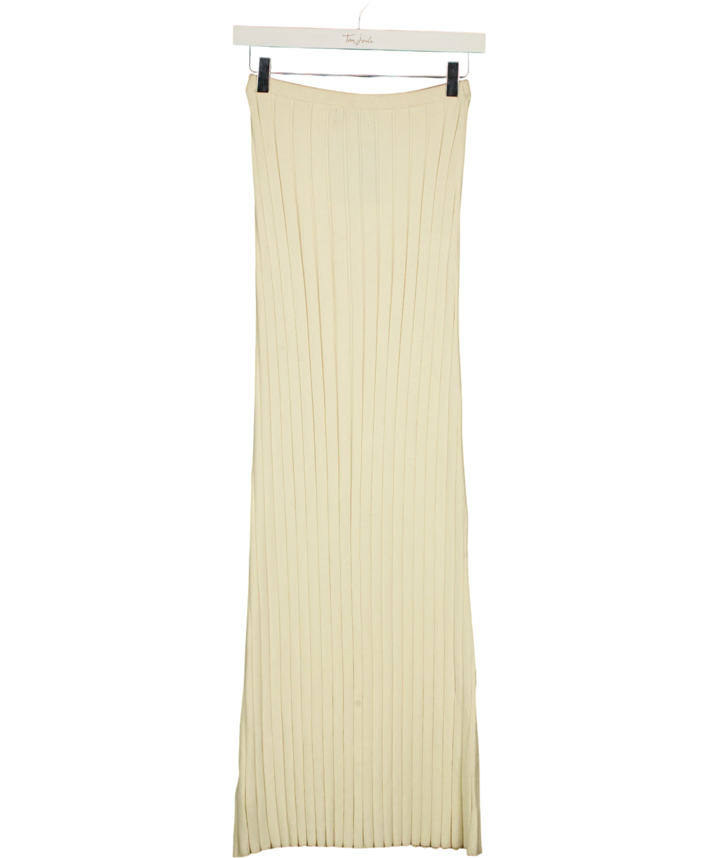 PRETTY LAVISH Cream Clemmie Knit Maxi Skirt Cream, size UK XS — back