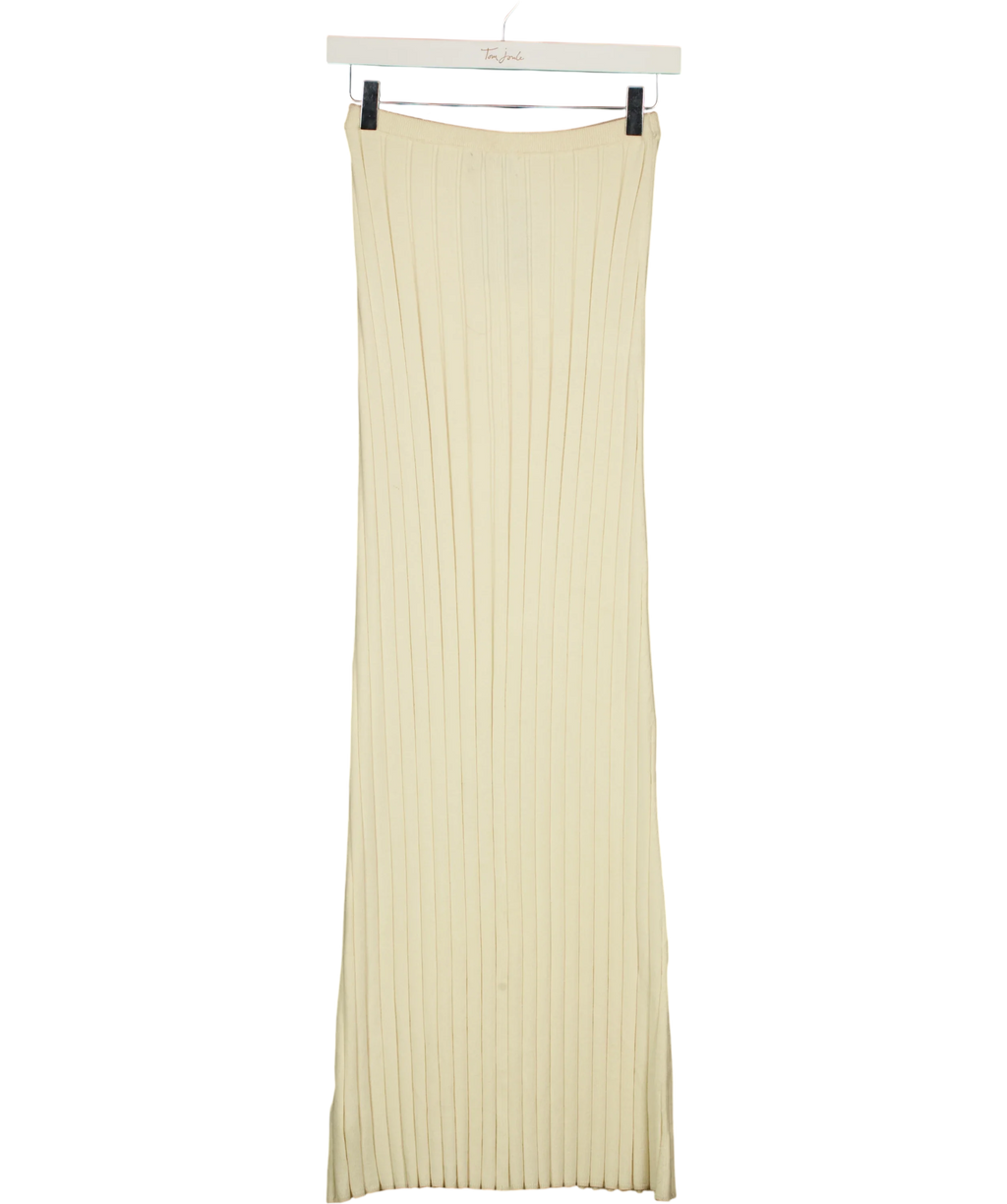 PRETTY LAVISH Cream Clemmie Knit Maxi Skirt Cream, size UK XS — back