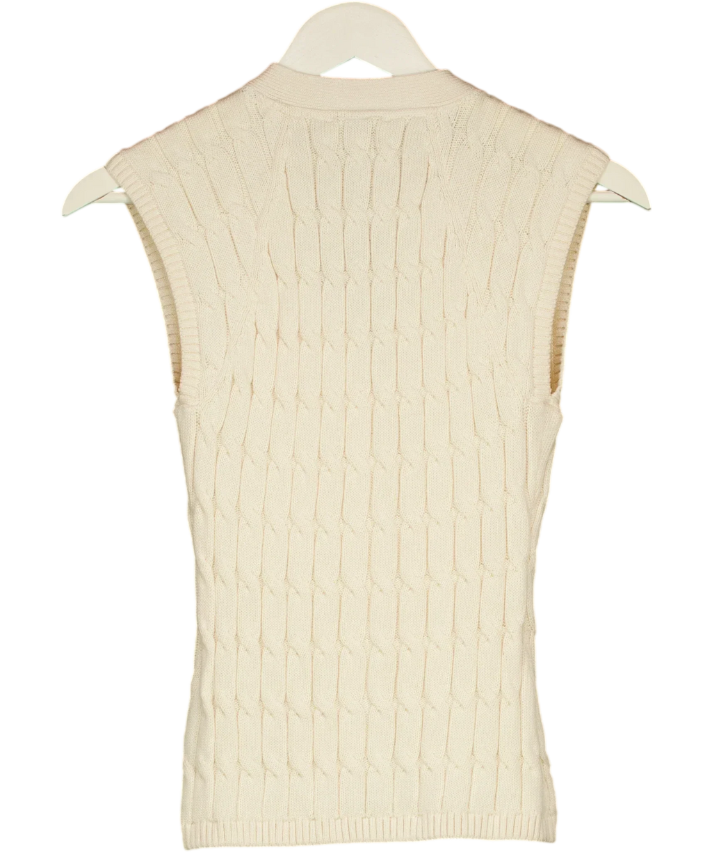 TOMMY HILFIGER Cream Cable Knit Slim Cap Sleeve Cardigan Ivory cream, size UK XS — back