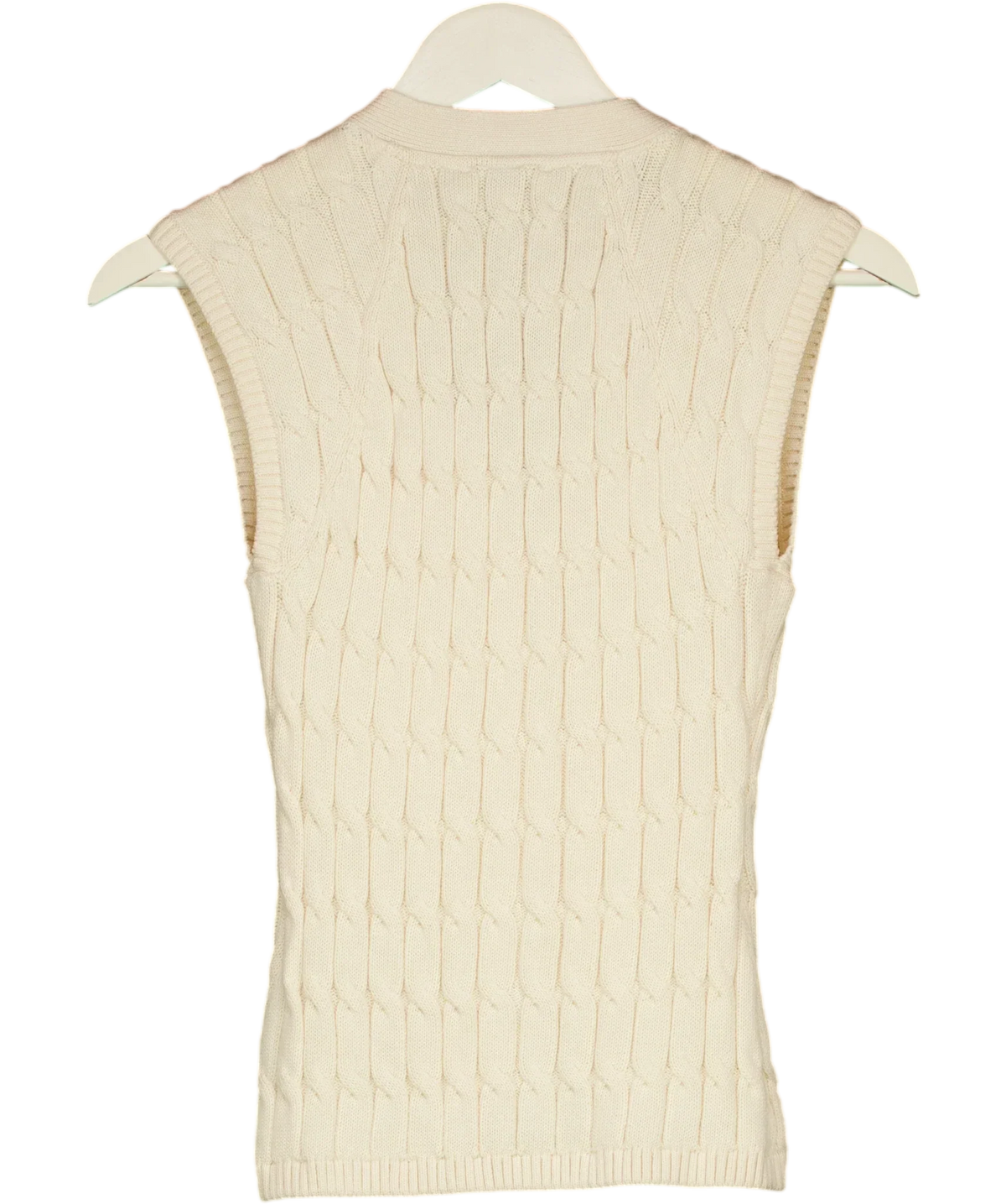 TOMMY HILFIGER Cream Cable Knit Slim Cap Sleeve Cardigan Ivory cream, size UK XS — back