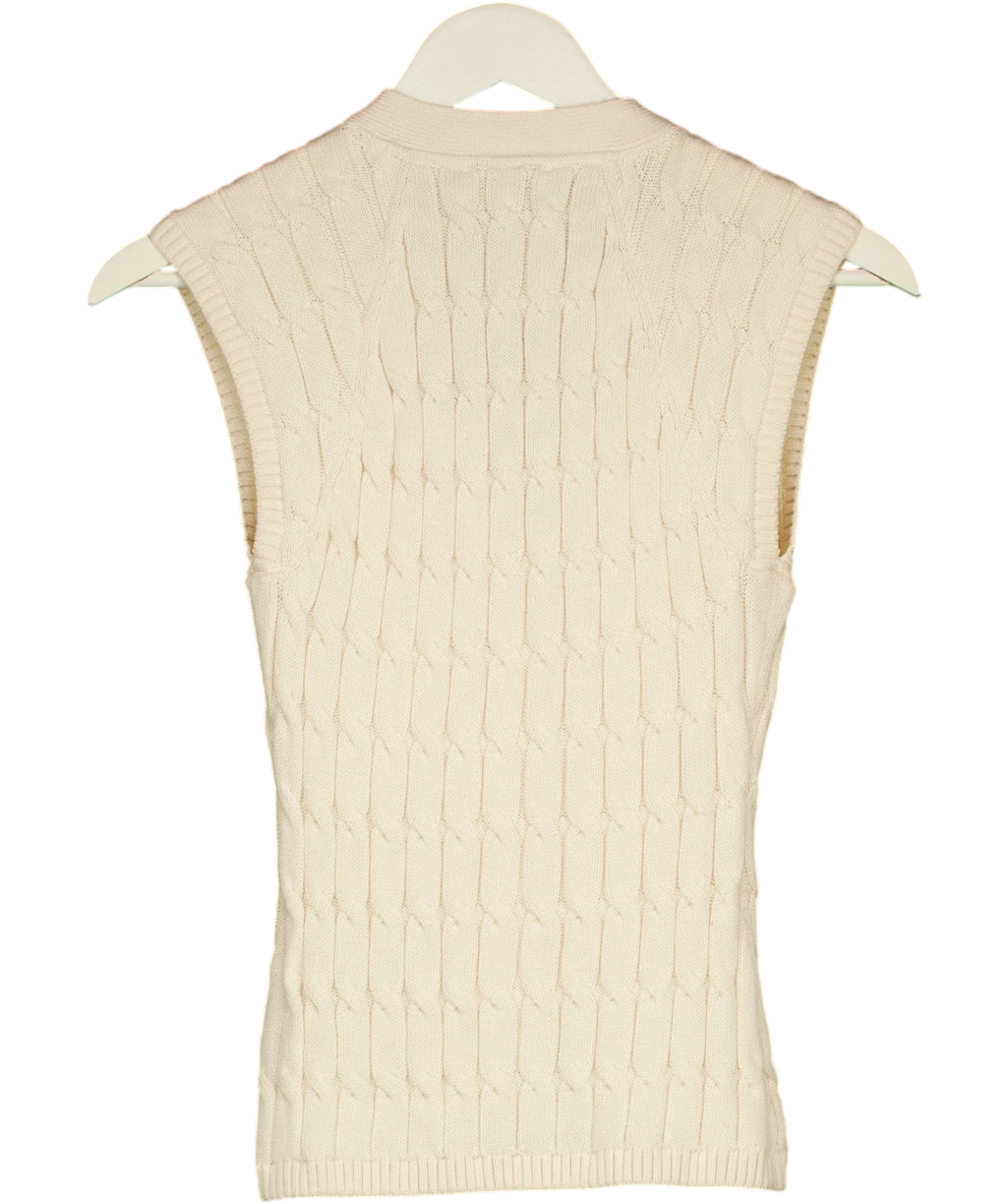 TOMMY HILFIGER Cream Cable Knit Slim Cap Sleeve Cardigan Ivory cream, size UK XS — back