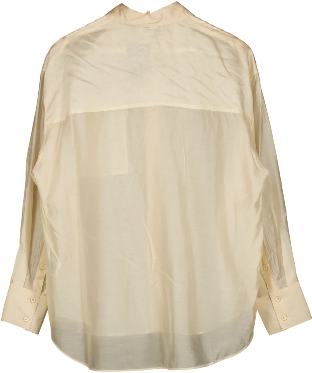 Fabrique Beige Bella Sheer Organza Button-Up Shirt Buttermilk, size UK S — back