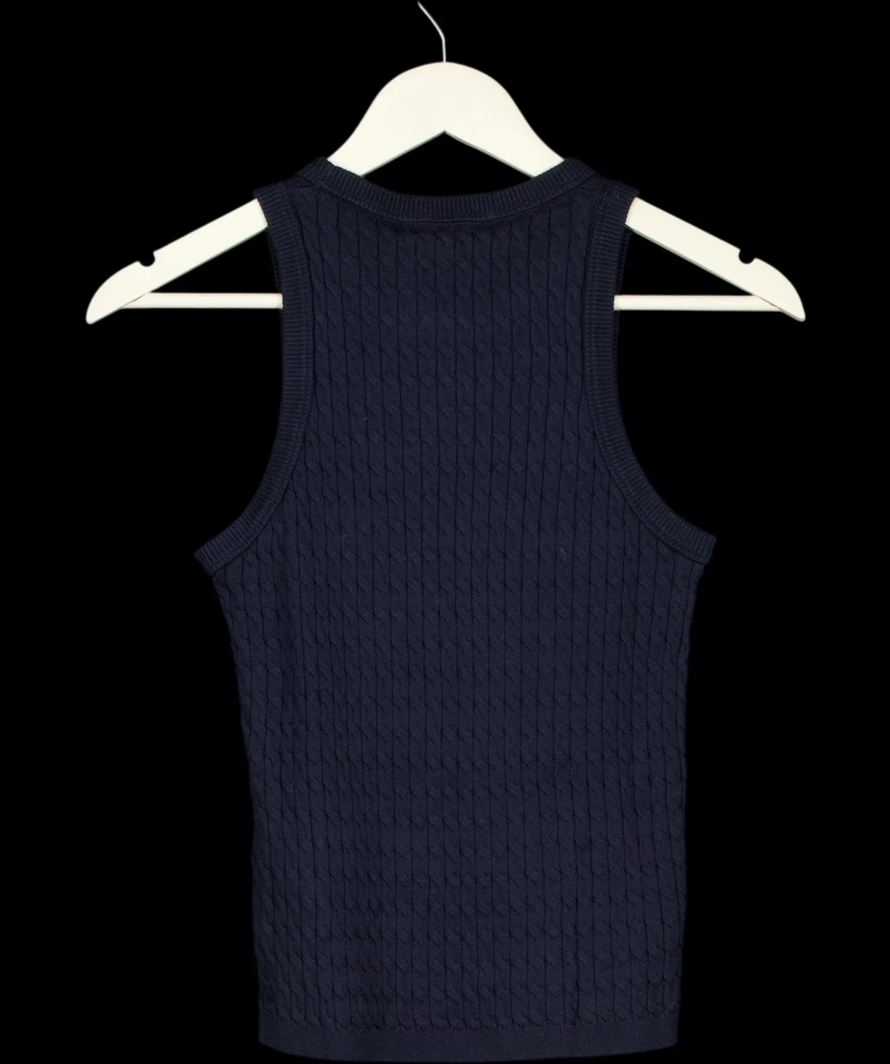 TOMMY HILFIGER Blue Cable Knit Slim Sweater Vest Navy Blue, size UK XS — label