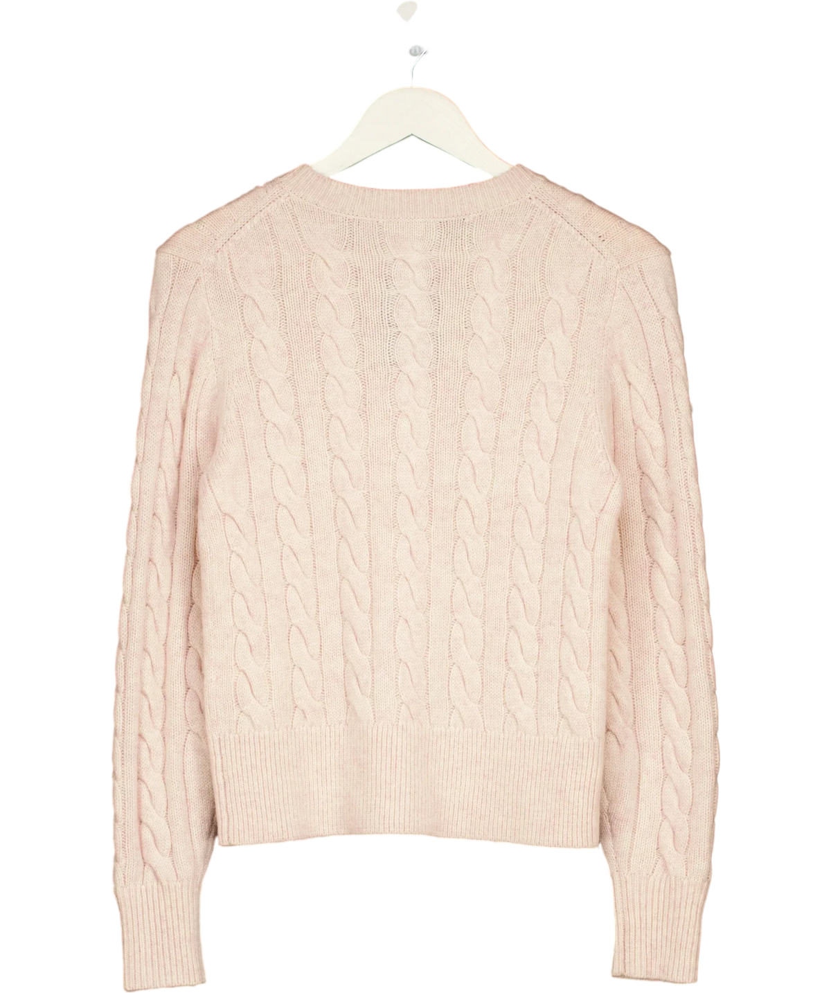 HOLLAND COOPER Pink Bourton Cable Knit Cashmere Blend Cardigan Palest Pink, size UK S — back