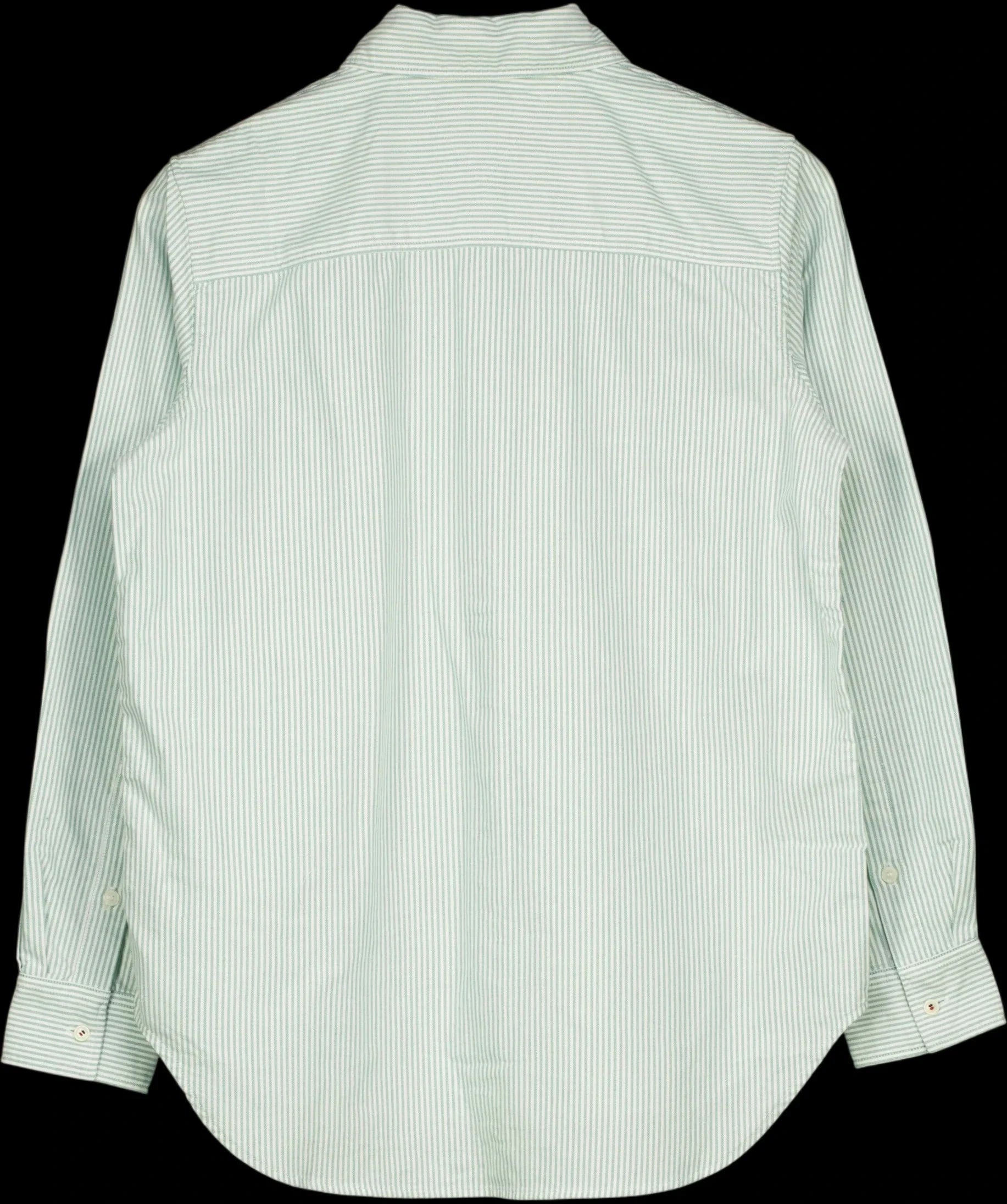 TOMMY HILFIGER Green Regular Fit Flag Embroidery Poplin Shirt Green Stripe Size 34, size UK 6 — label