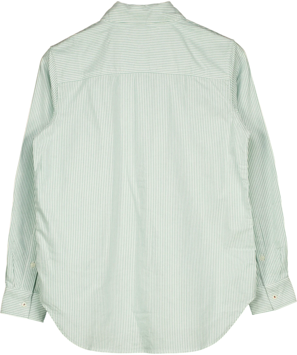 TOMMY HILFIGER Green Regular Fit Flag Embroidery Poplin Shirt Green Stripe Size 34, size UK 6 — back
