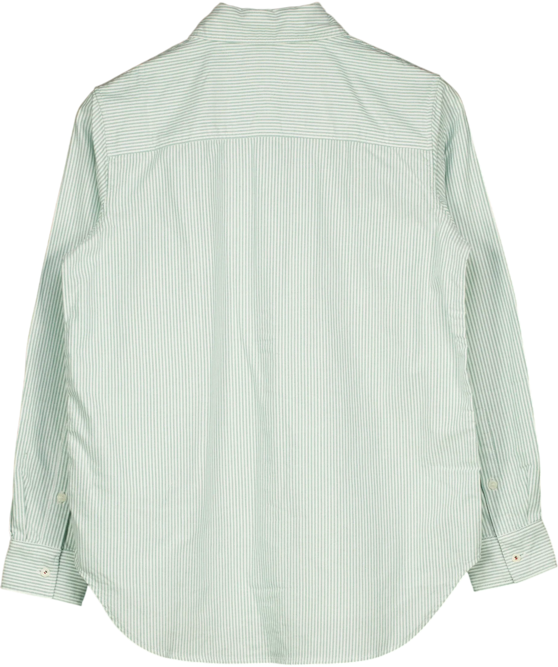 TOMMY HILFIGER Green Regular Fit Flag Embroidery Poplin Shirt Green Stripe Size 34, size UK 6 — back