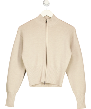 Kookai Pure Wool Two-way Zip Cardigan Oatmeal Beige Size Fr 34 UK 6