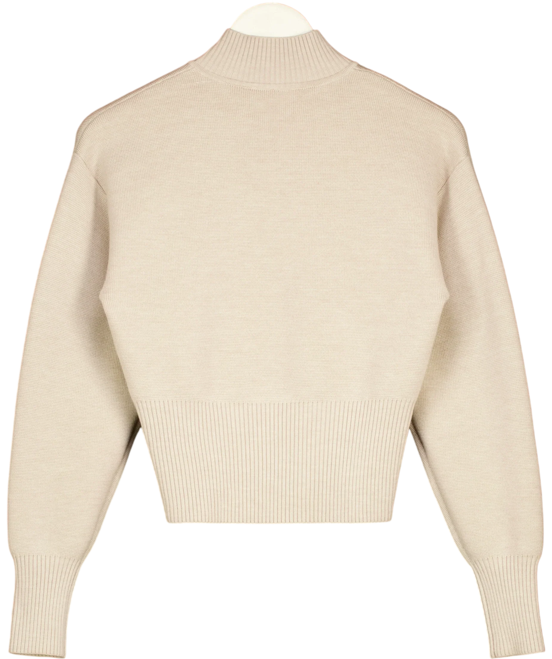 Kookai Beige Pure Wool Two-Way Zip Cardigan Oatmeal BEIGE Size FR 34, size UK 6 — back