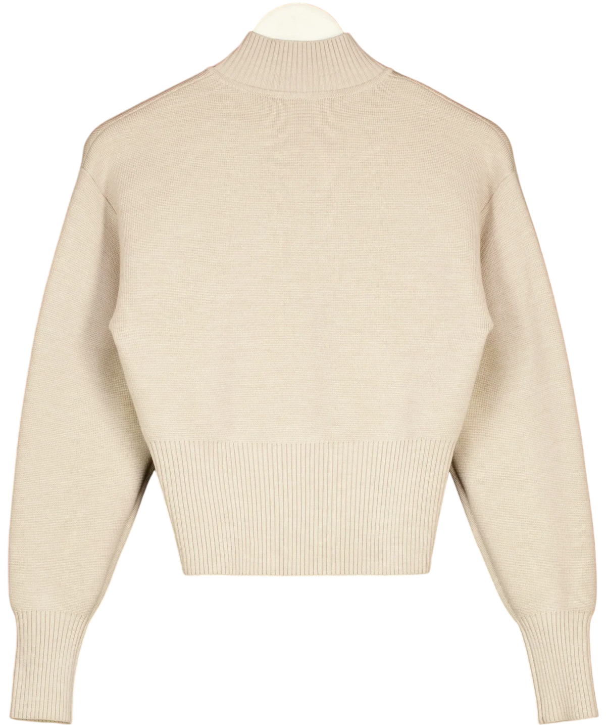 Kookai Beige Pure Wool Two-Way Zip Cardigan Oatmeal BEIGE Size FR 34, size UK 6 — back