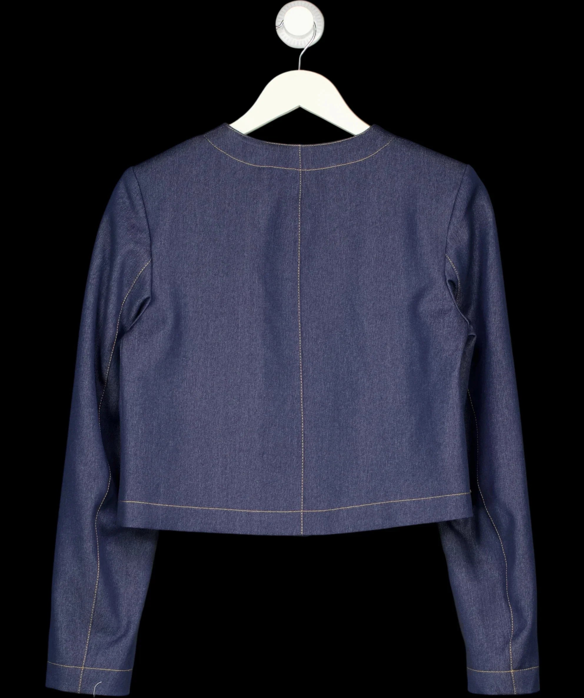 ZARA Blue Contrast Topstitch Cropped Denim Jacket Blue, size UK XS — label