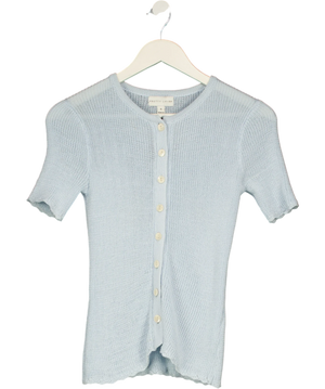 PRETTY LAVISH Louna Scallop Detail Knit Button Top Blue UK S