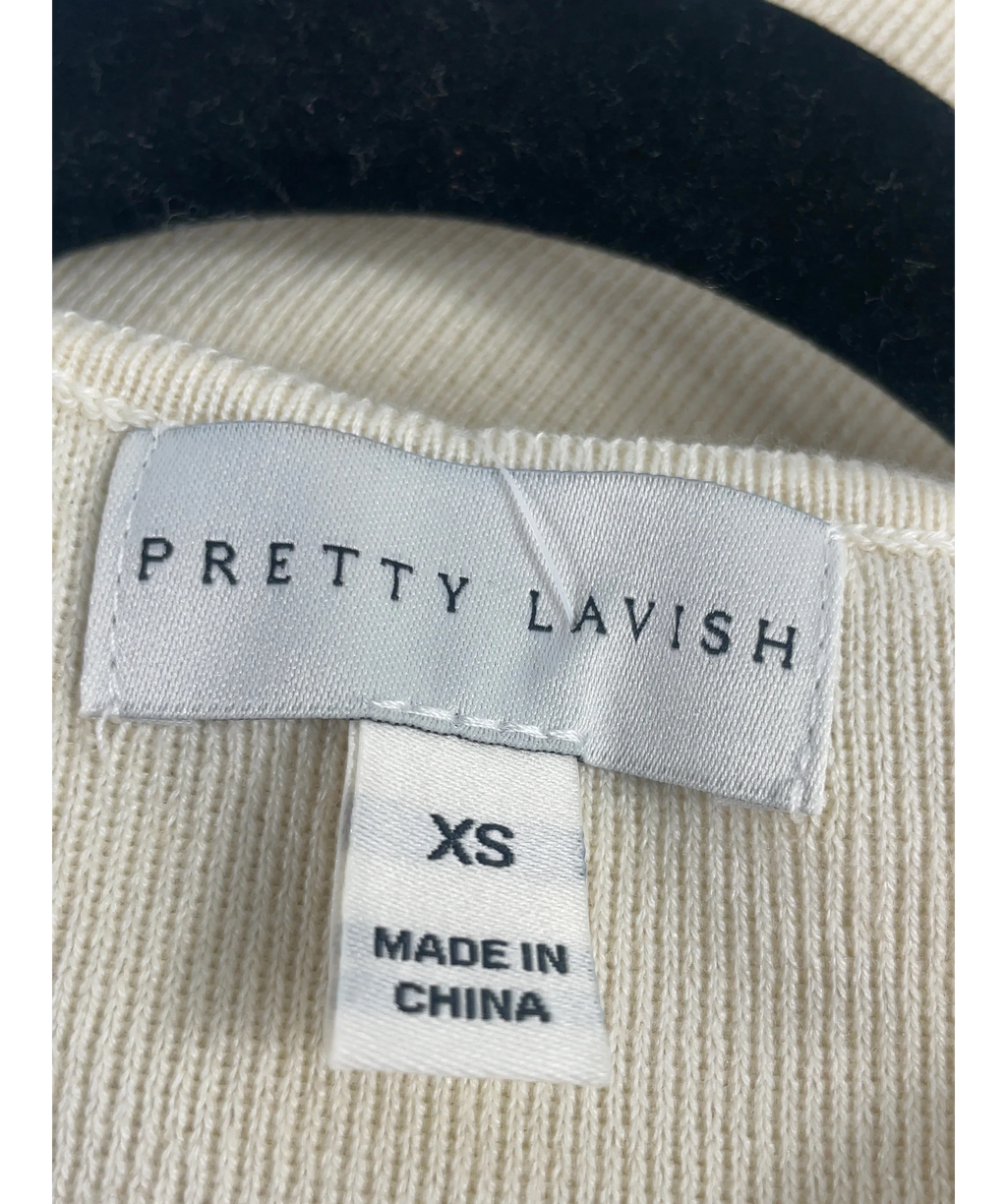 PRETTY LAVISH Cream Alba Knit Longline Waistcoat Cream, size UK XS — detail