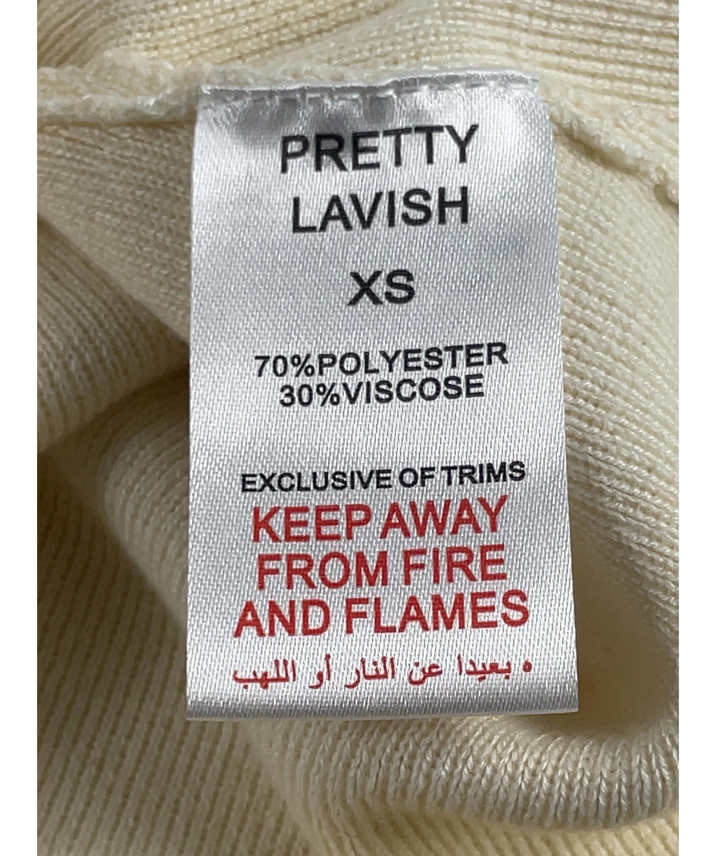 PRETTY LAVISH Cream Alba Knit Longline Waistcoat Cream, size UK XS — label