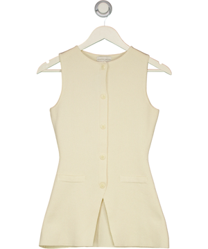 PRETTY LAVISH Alba Knit Longline Waistcoat Cream UK XS