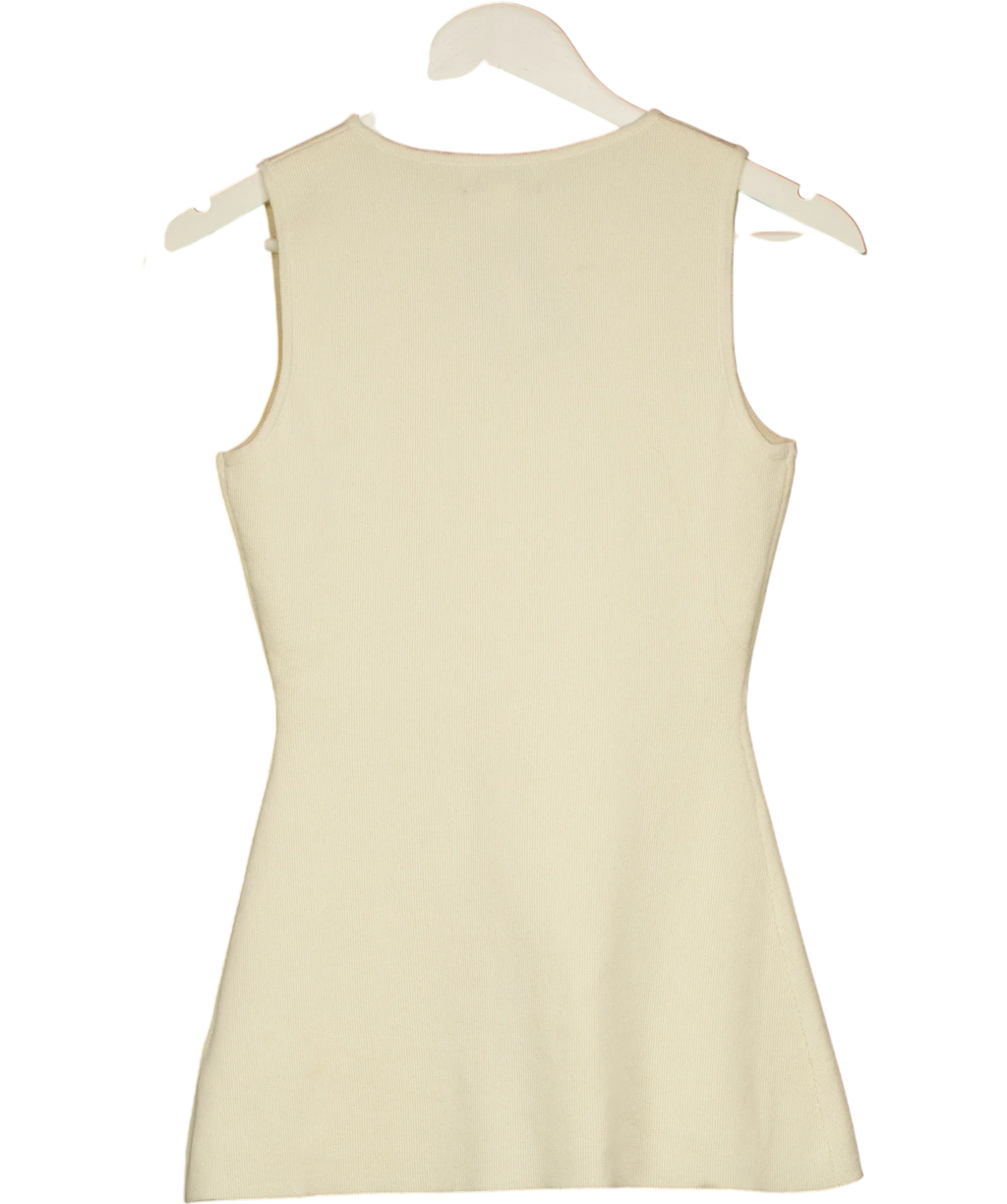 PRETTY LAVISH Cream Alba Knit Longline Waistcoat Cream, size UK XS — back