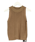 Commense Brown Knit Hollow Solid Tank Top Dark Brown, size UK S — front