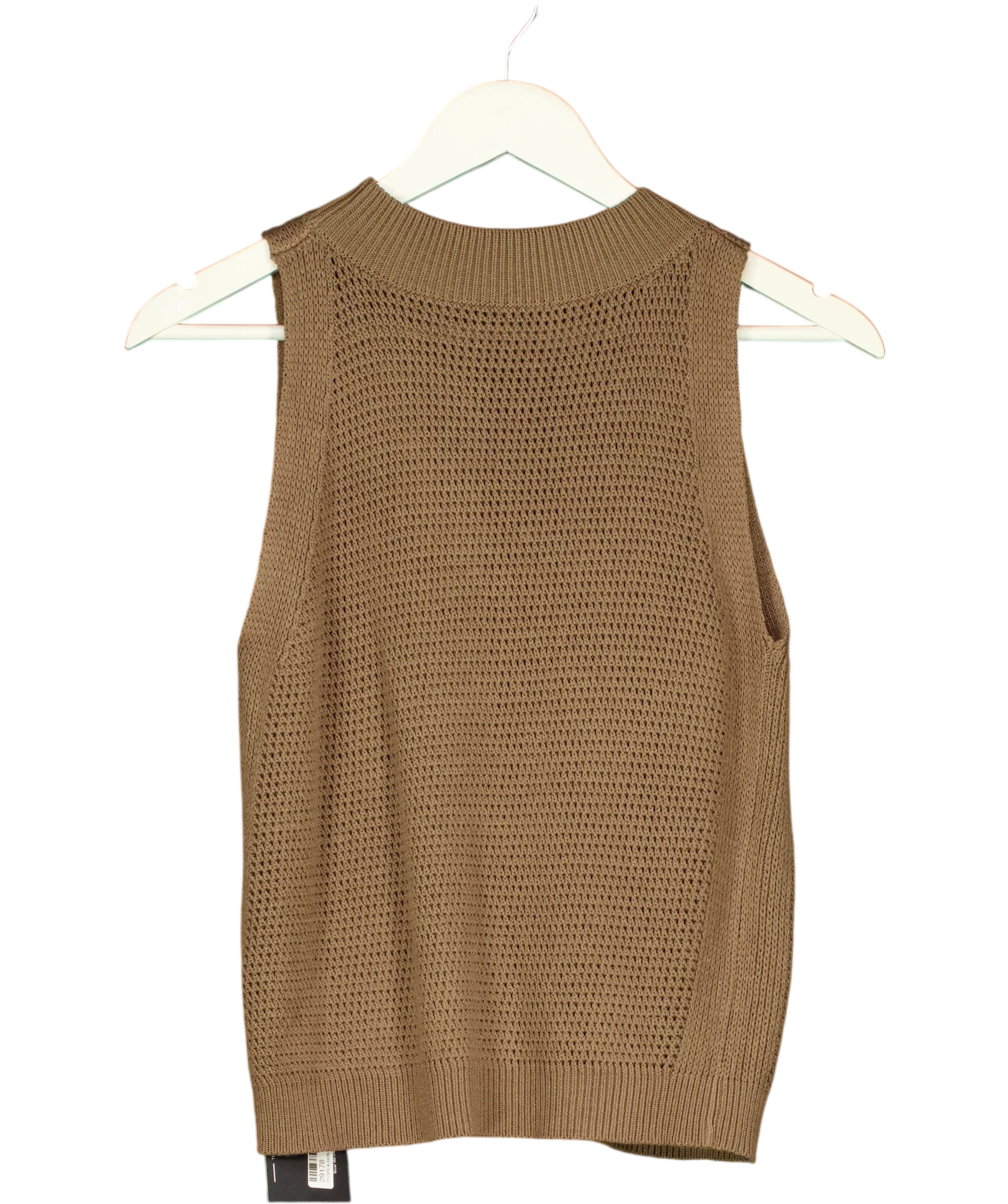 Commense Brown Knit Hollow Solid Tank Top Dark Brown, size UK S — back