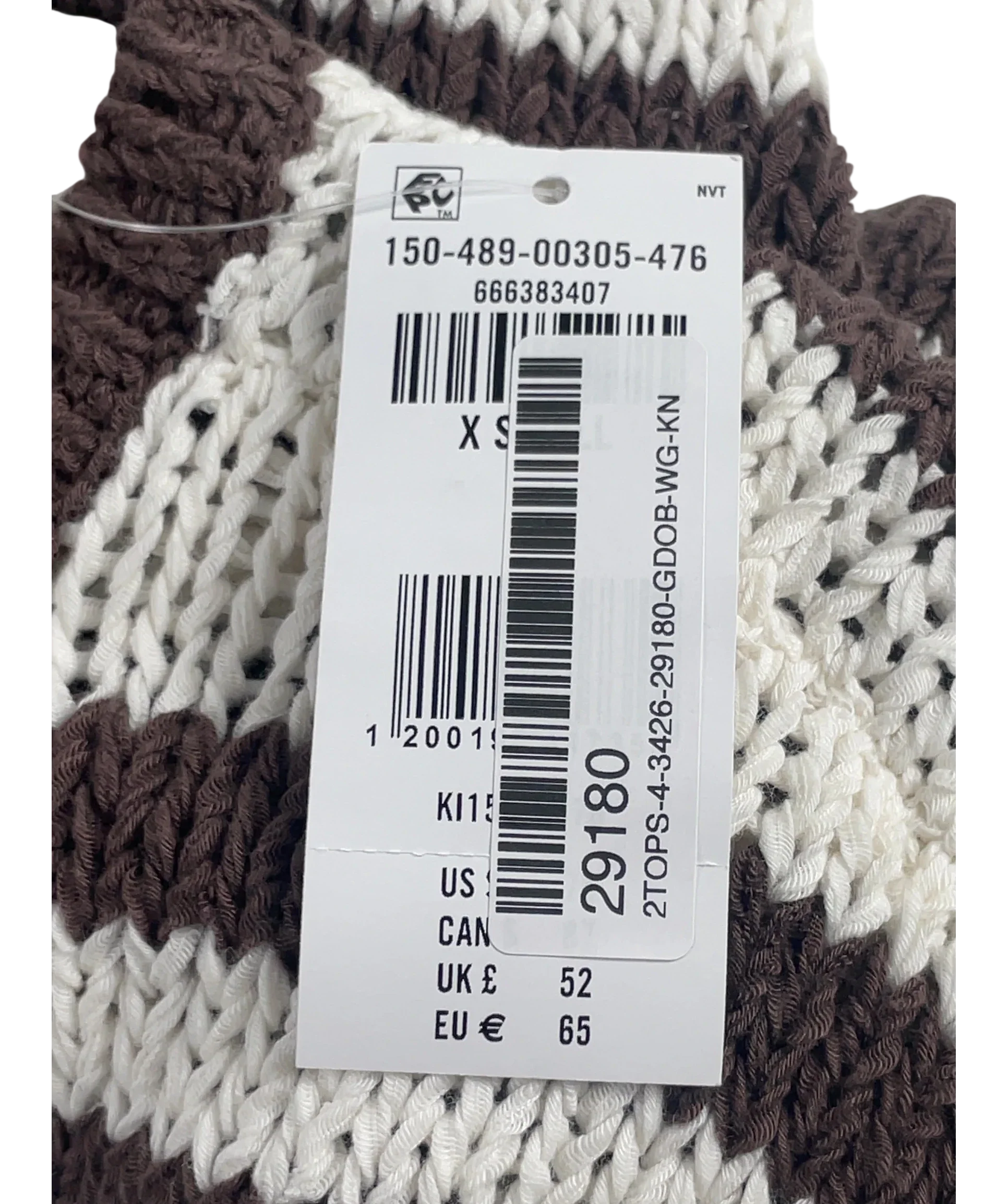 ABERCROMBIE & FITCH Brown Open-Stitch Textural COTTON BLEND Crew Cardigan Brown StripE, size UK XS — care label
