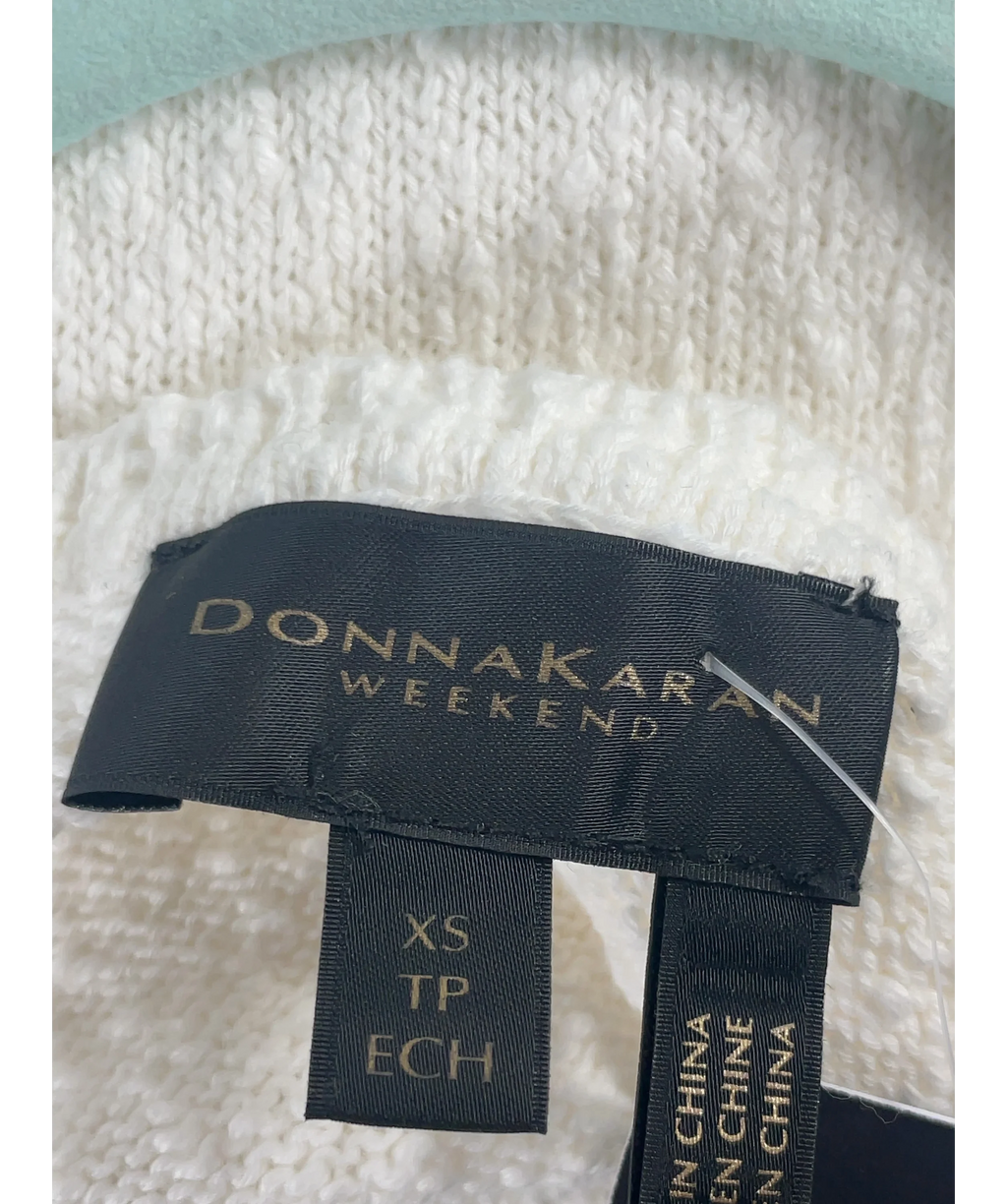 Donna Karan White Cotton Pointelle Stitch Sweater Tank, size UK XS — detail